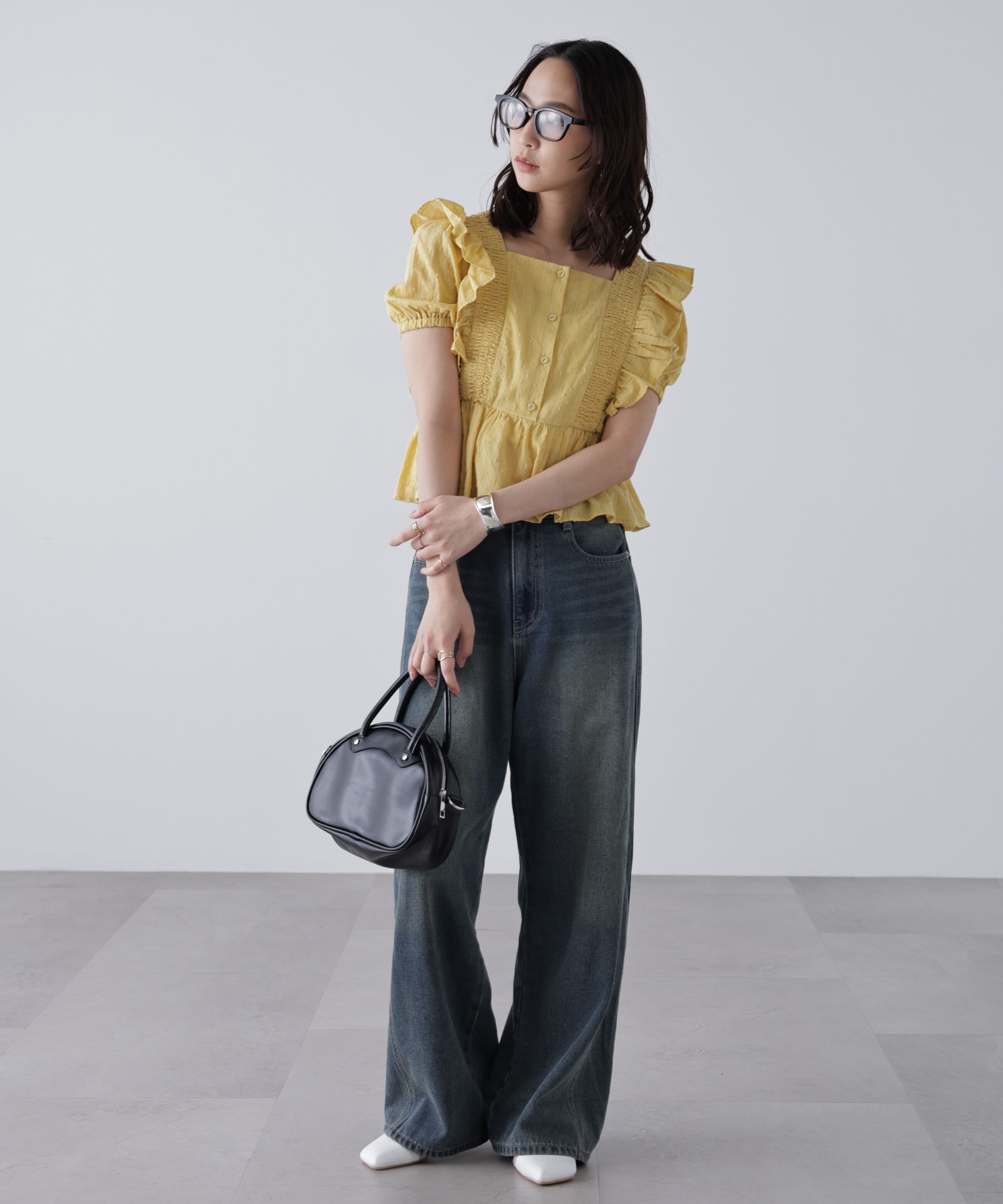  「肩フリルペプラムブラウス」|シャツ・ブラウス|