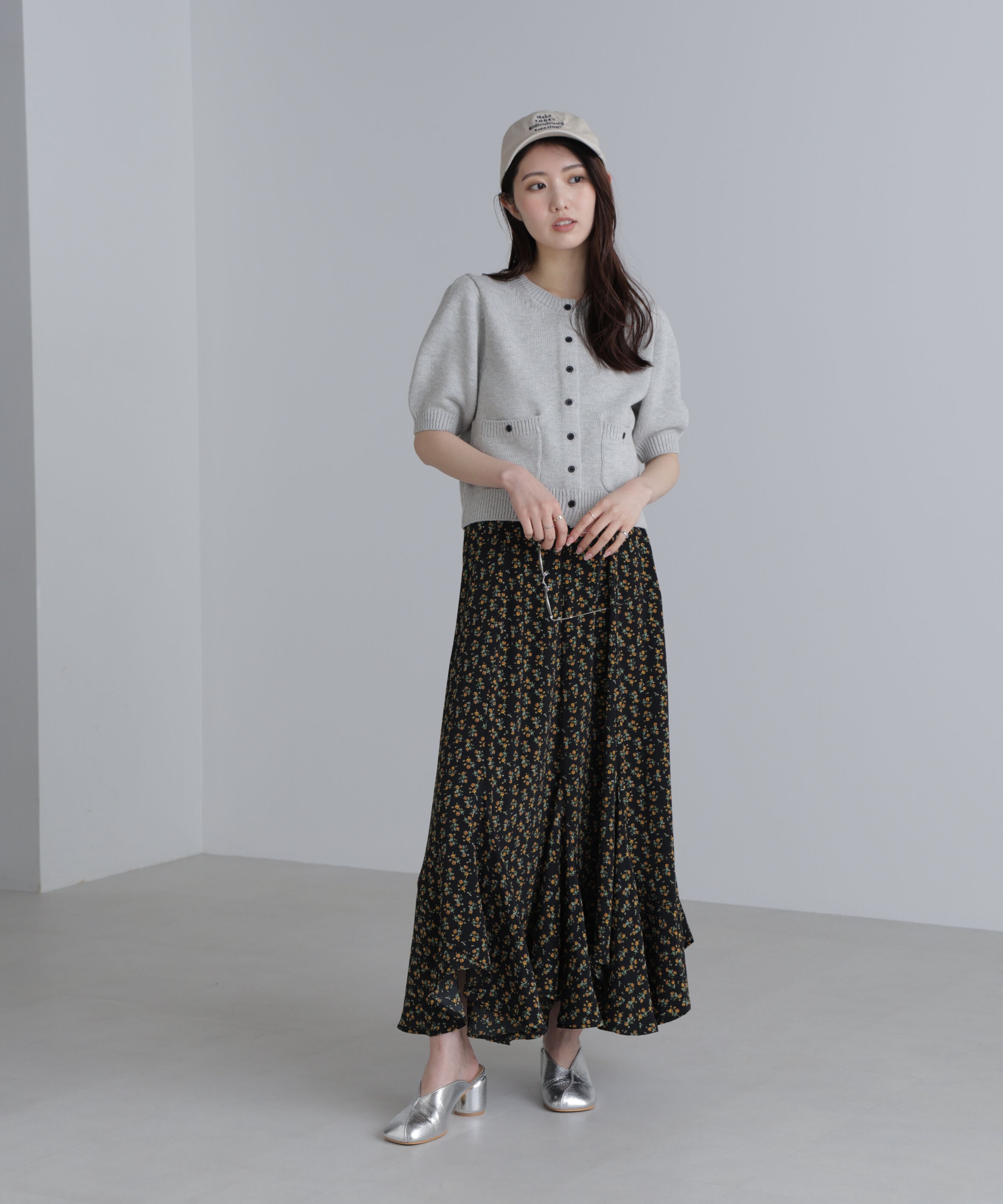  「フロントポケット半袖カーディガン」|ニット・セーター|