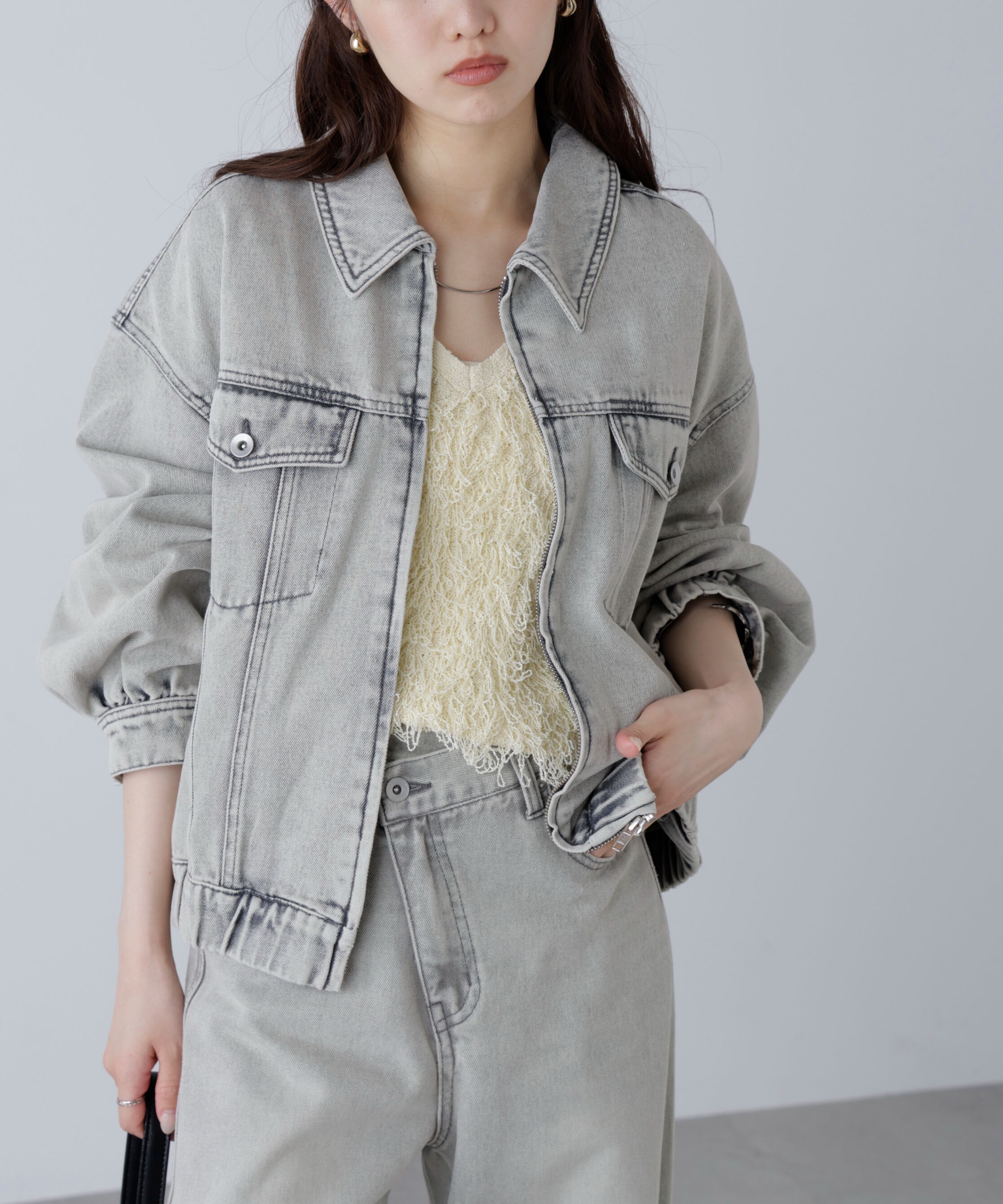  「オーバーサイズデニムジャケット」|ブルゾン・スタジャン|