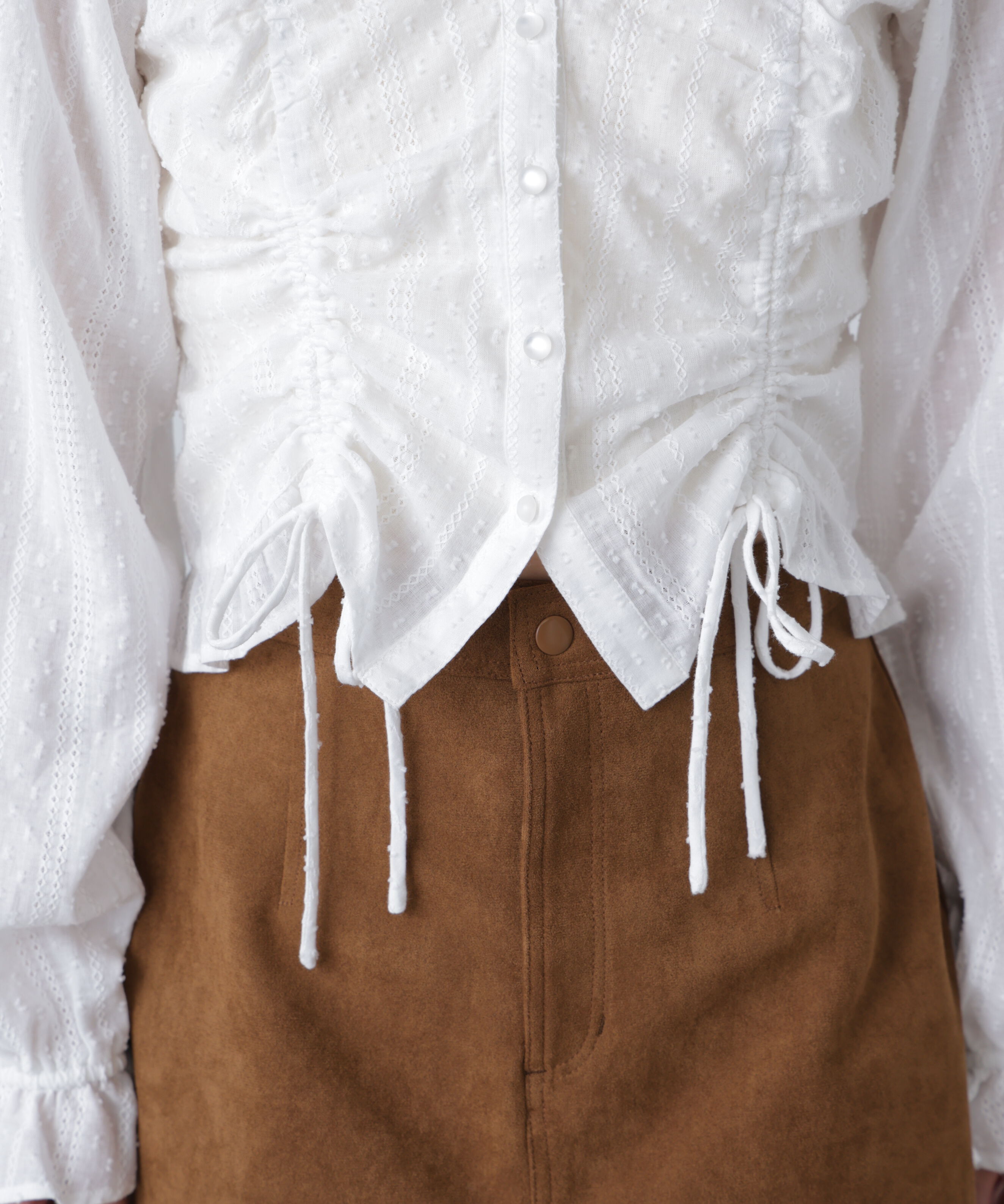  「ドロストリボン長袖ブラウス」|シャツ・ブラウス|