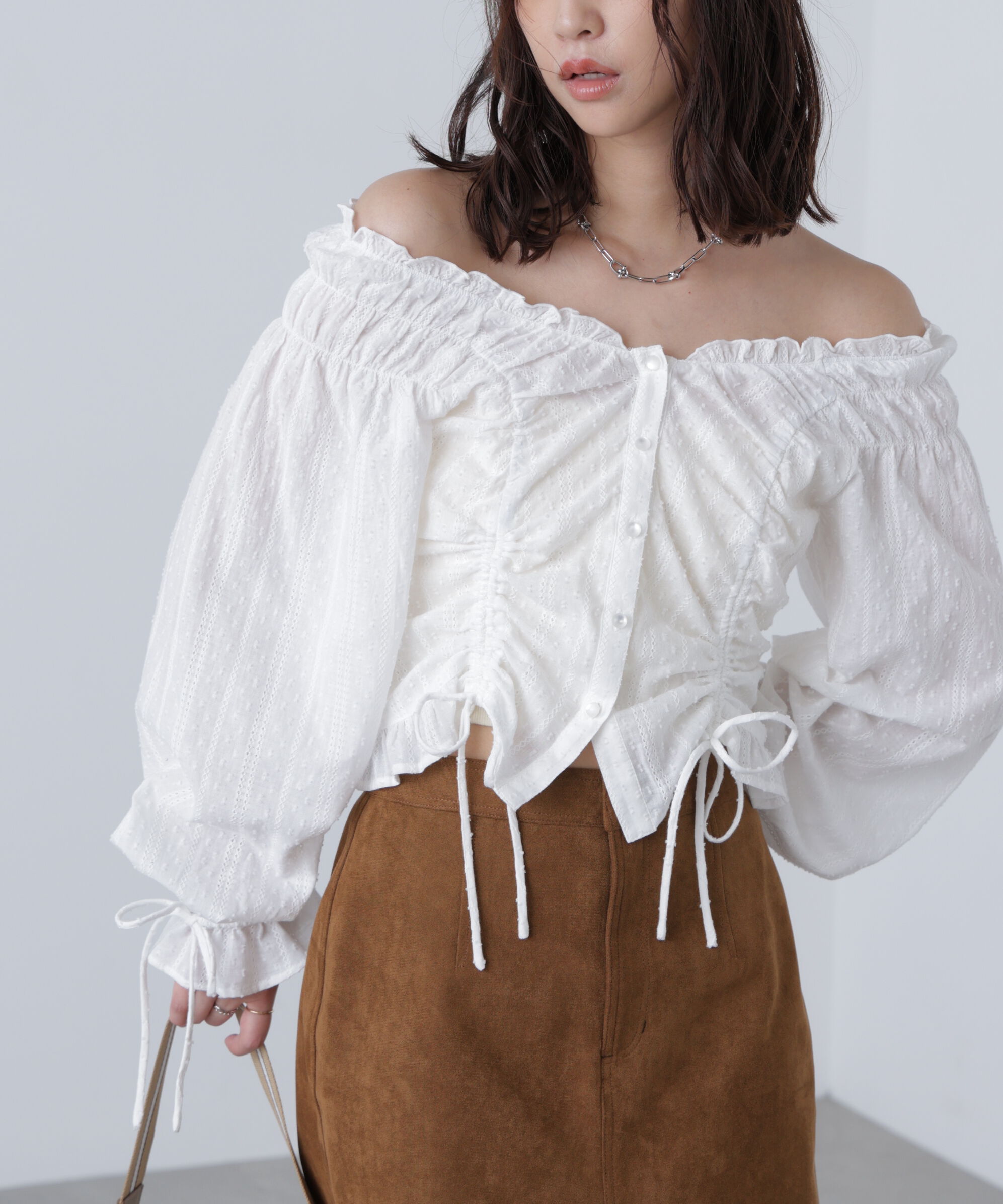  「ドロストリボン長袖ブラウス」|シャツ・ブラウス|