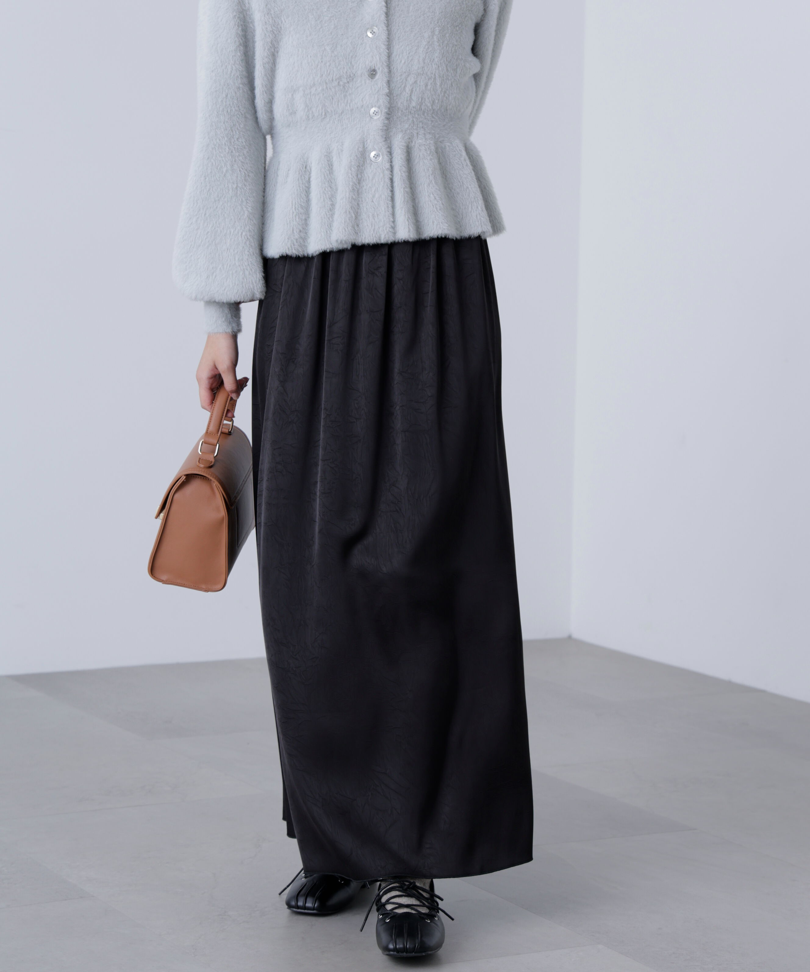  「サテンナローロングスカート」|スカート|