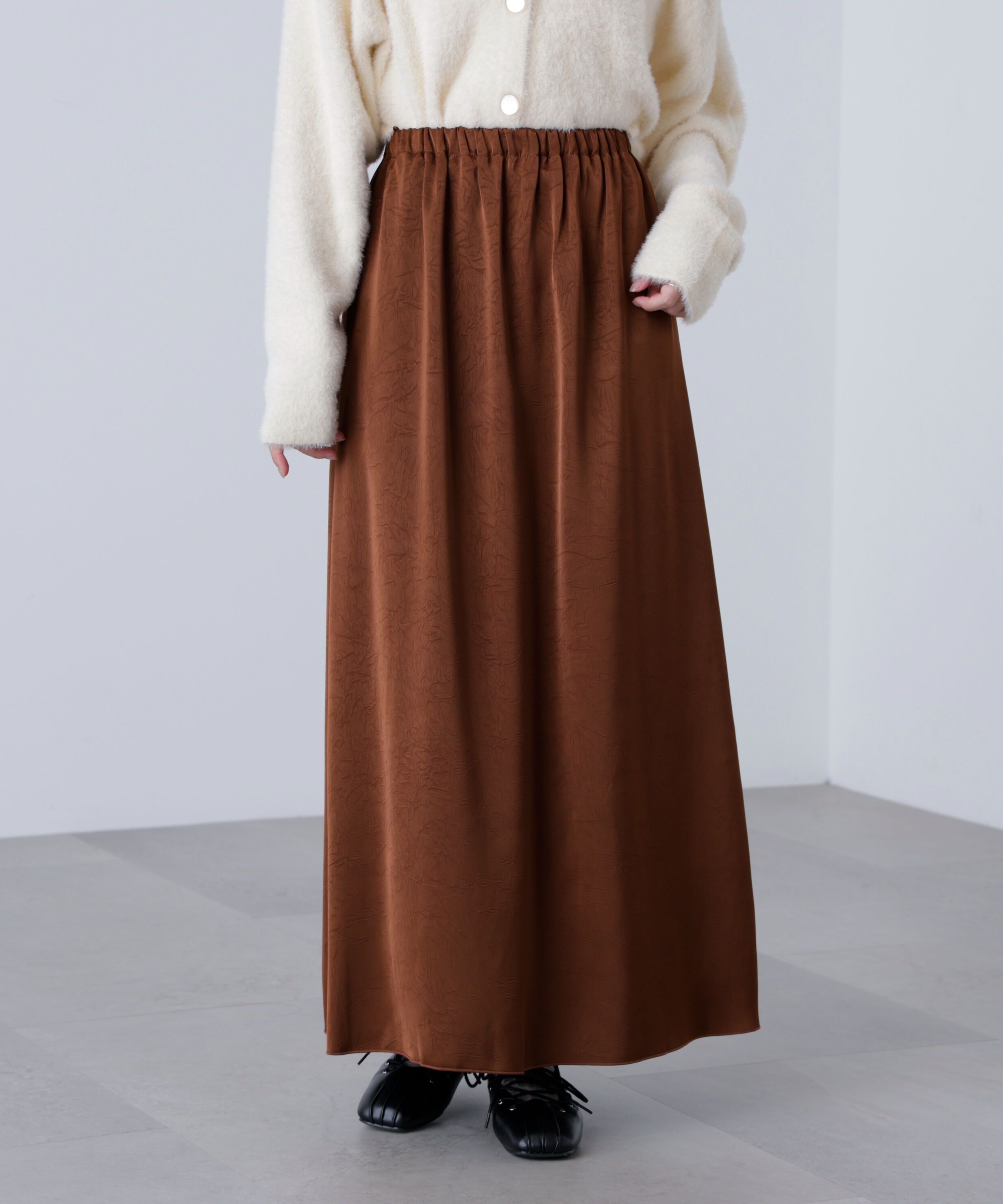  「サテンナローロングスカート」|スカート|