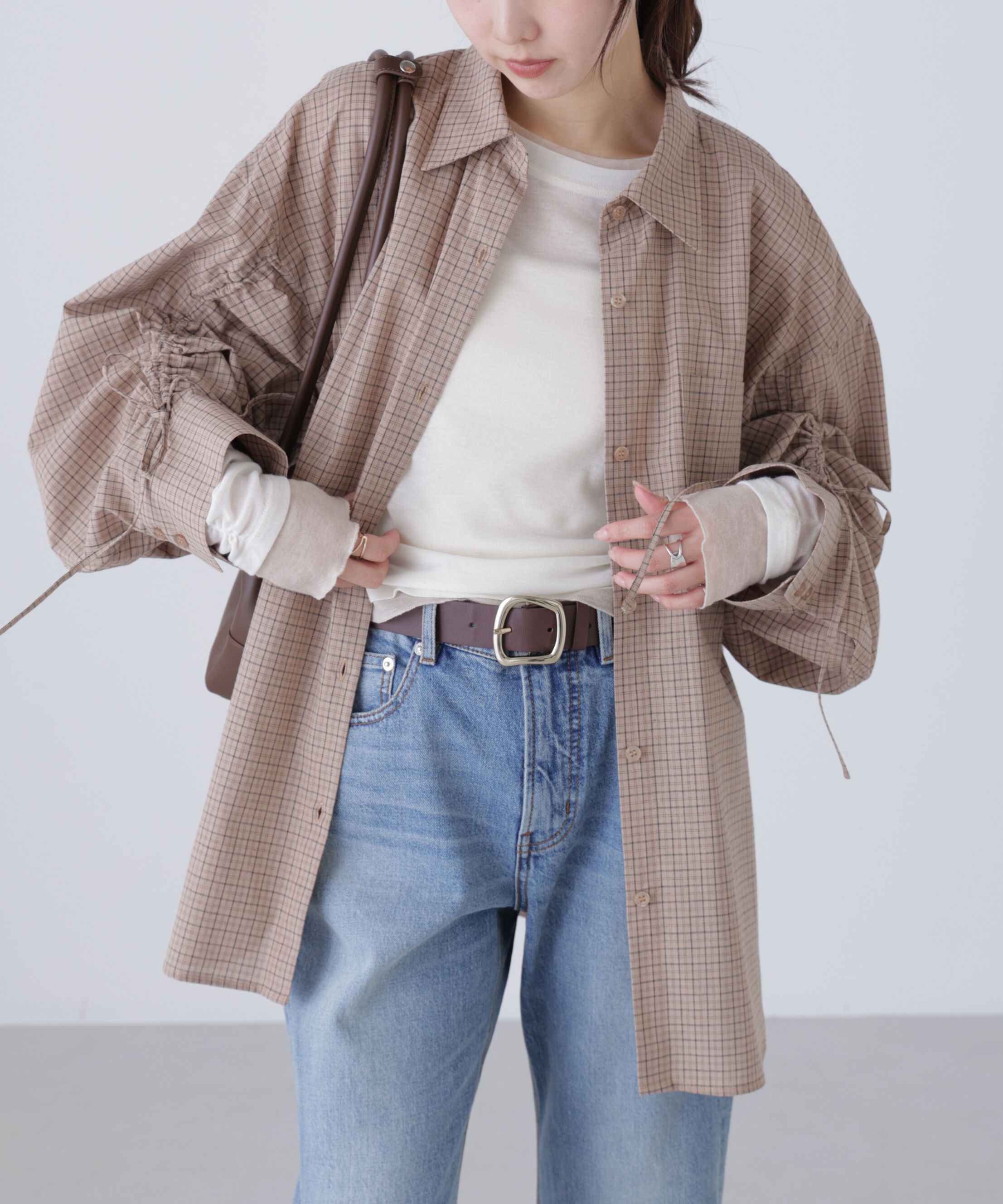  「袖シャーリングオーバーシャツ」|シャツ・ブラウス|