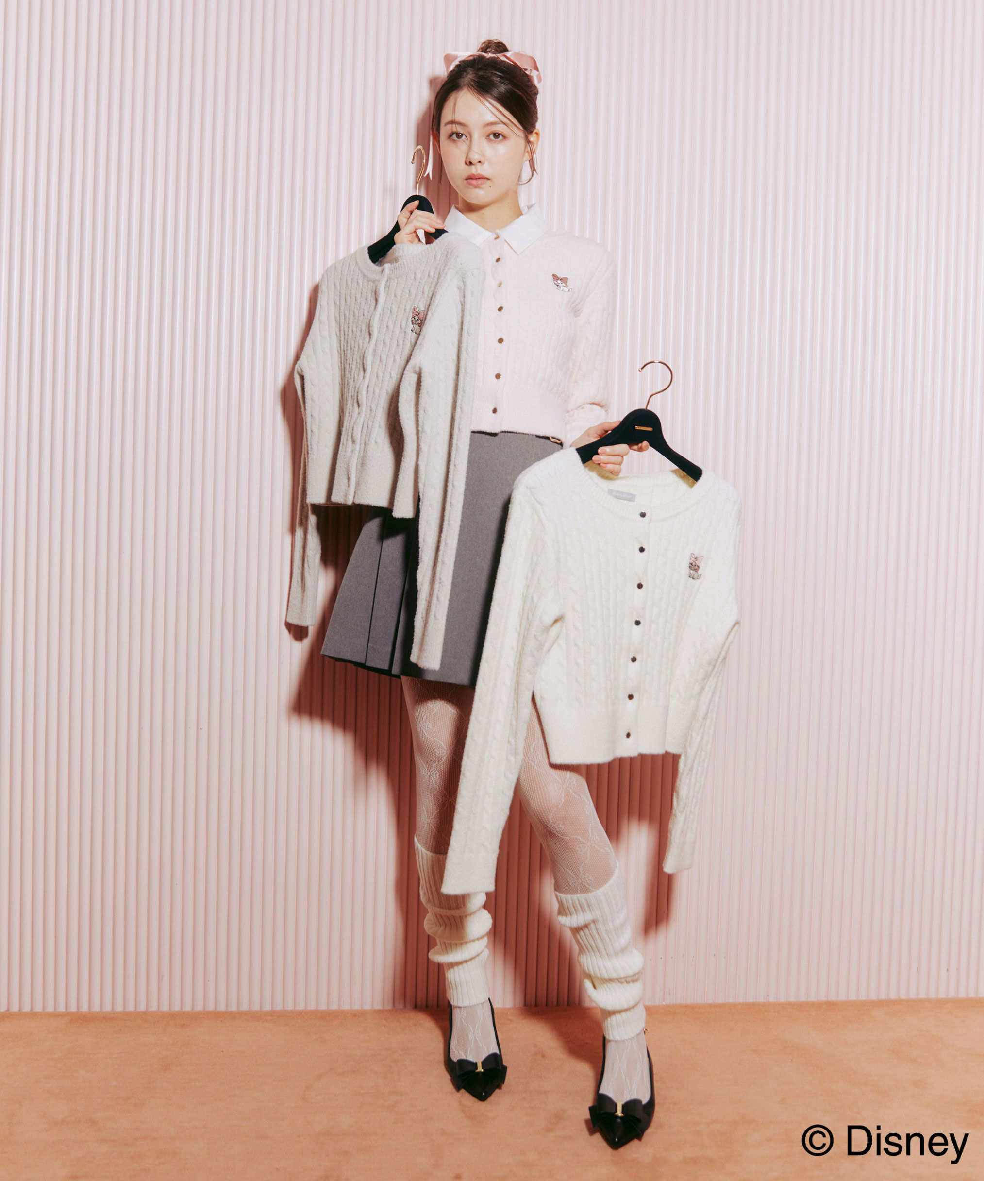  「Disney Marie/シャギーケーブルカーディガン」|ニット・セーター|