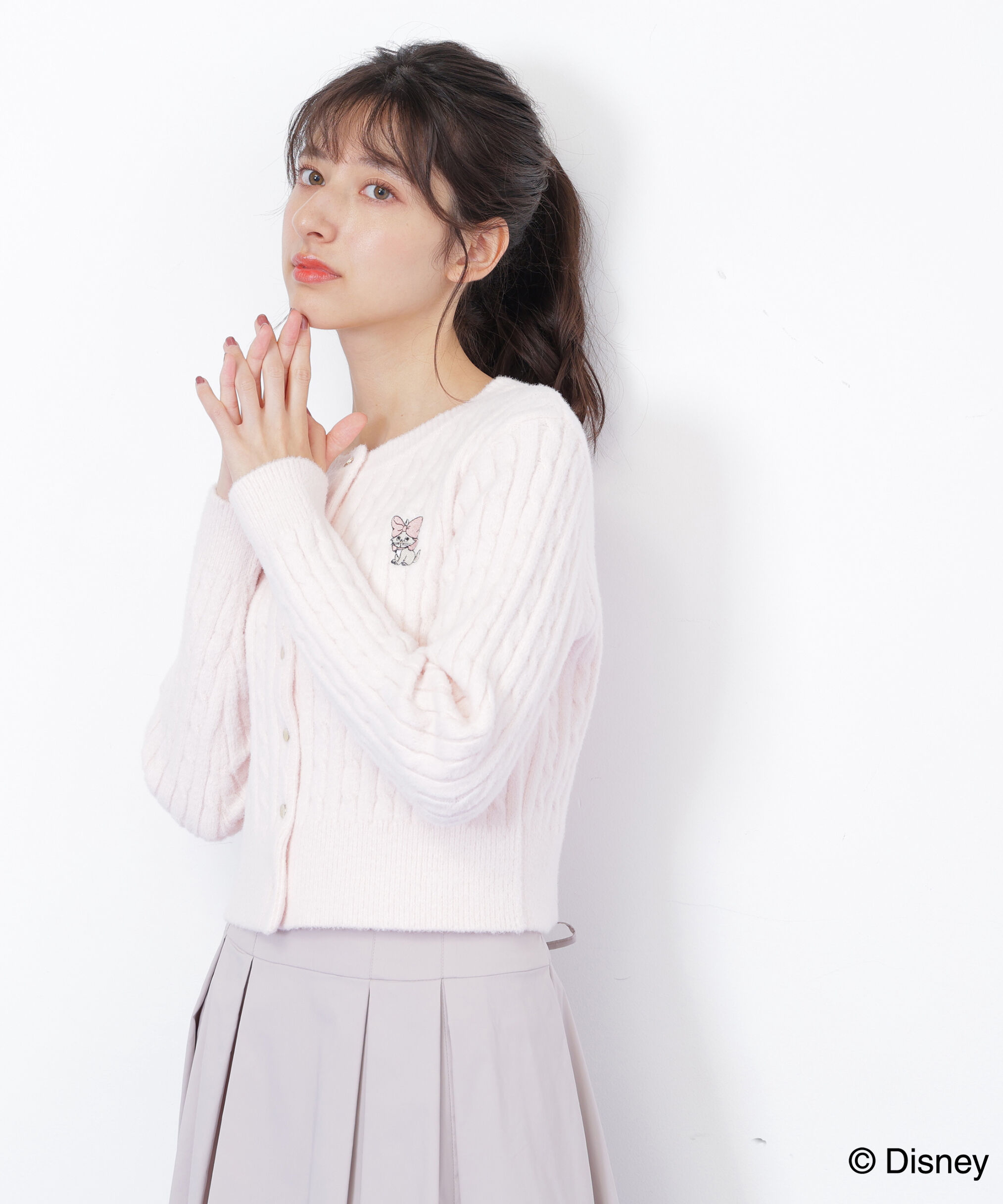  「Disney Marie/シャギーケーブルカーディガン」|ニット・セーター|