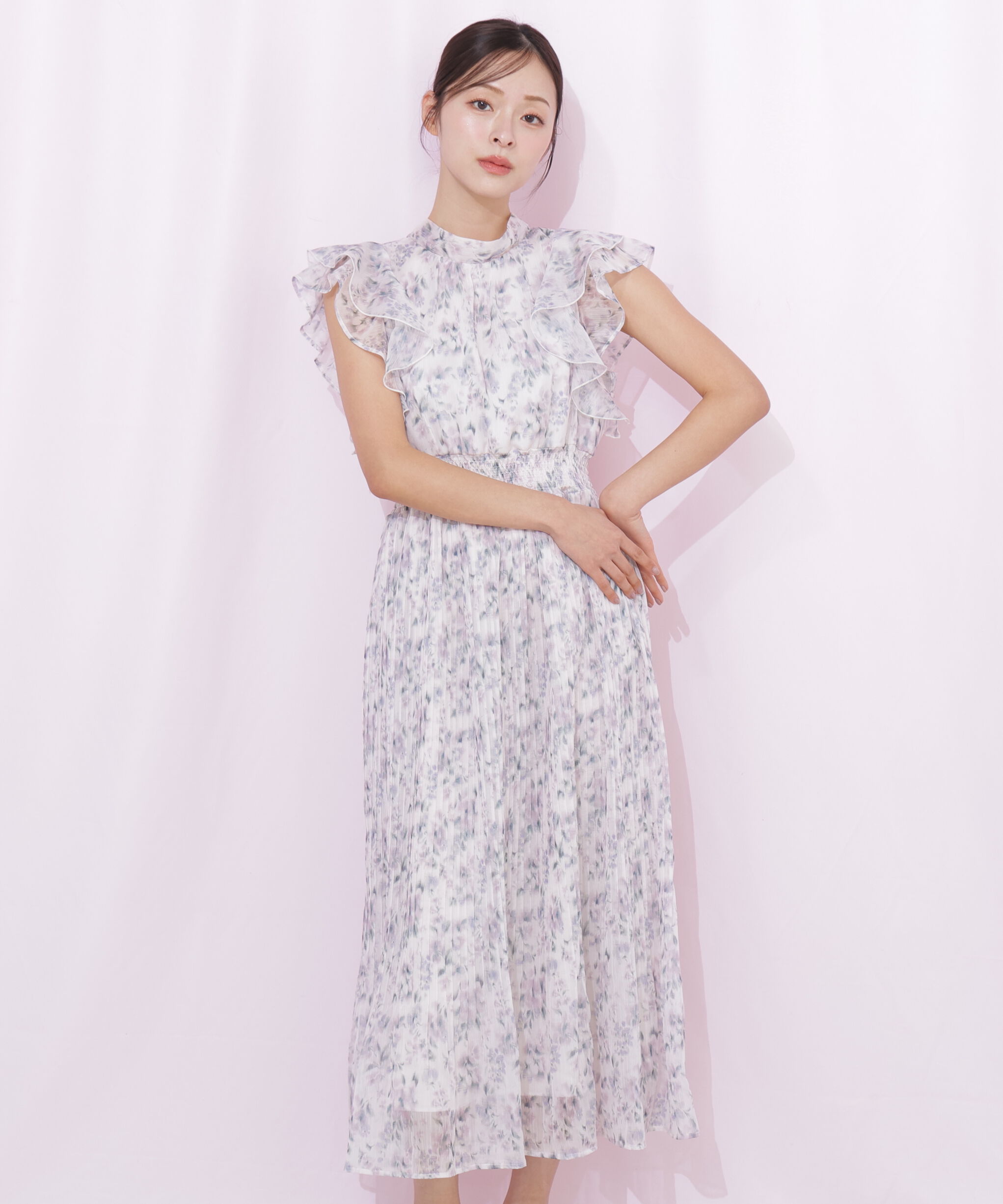  「ぼかしフラワープリントワンピース」|ワンピース|