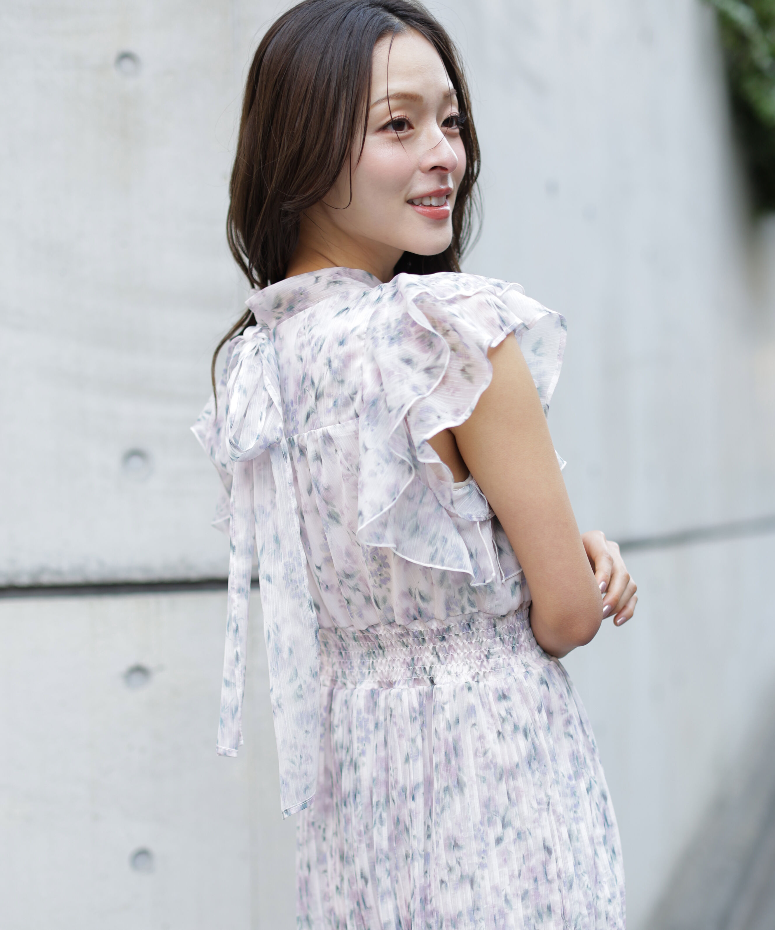  「ぼかしフラワープリントワンピース」|ワンピース|