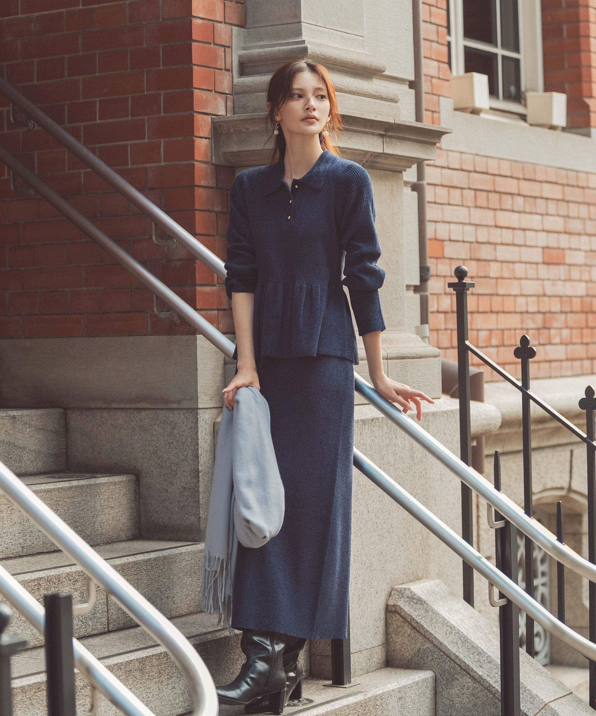 PROPORTION BODY DRESSING「ポロペプラムSETUP」|ワンピース|ネイビー