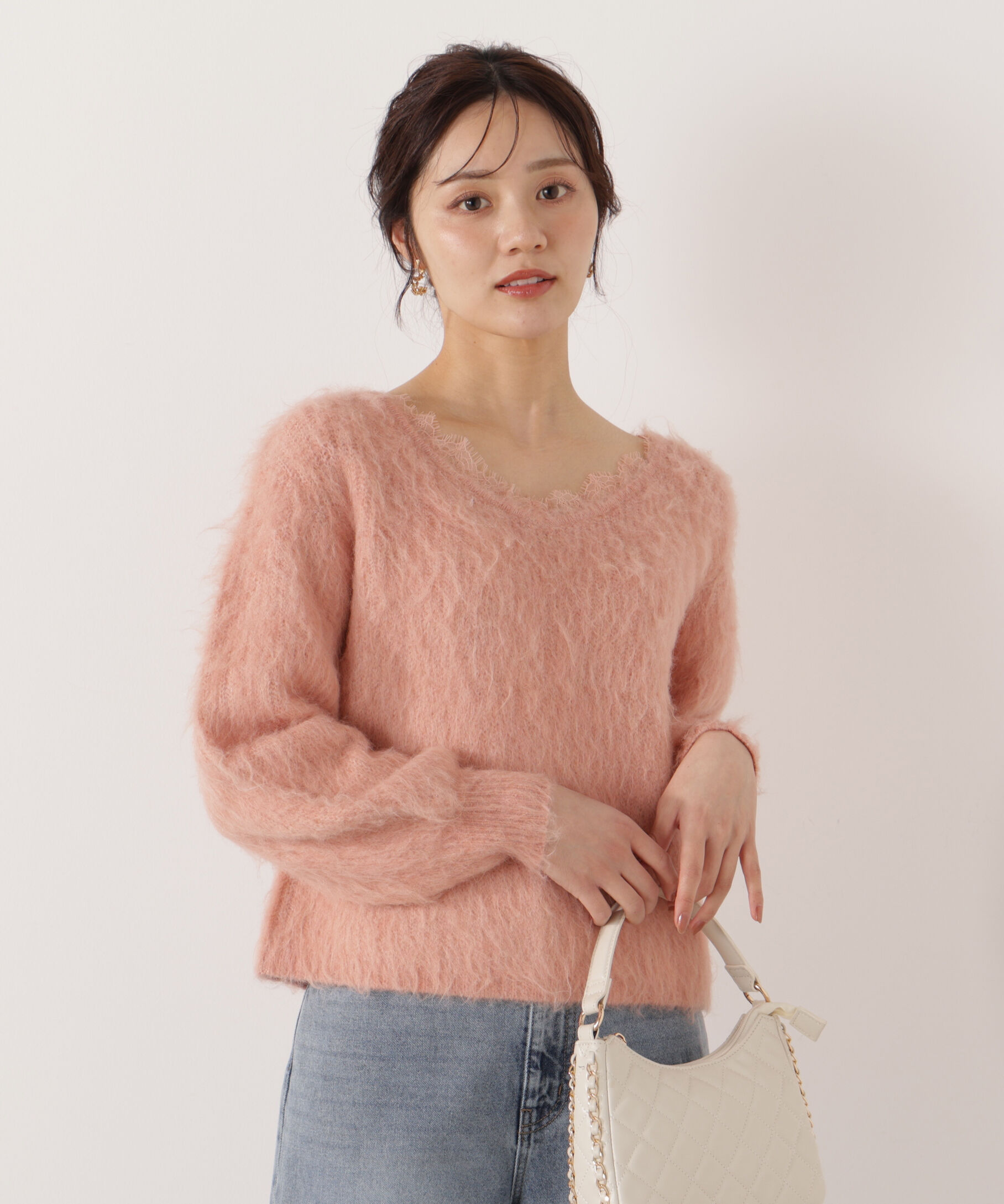 PROPORTION BODY DRESSING「襟元レースニットトップ 25AW」|ニット・セーター|