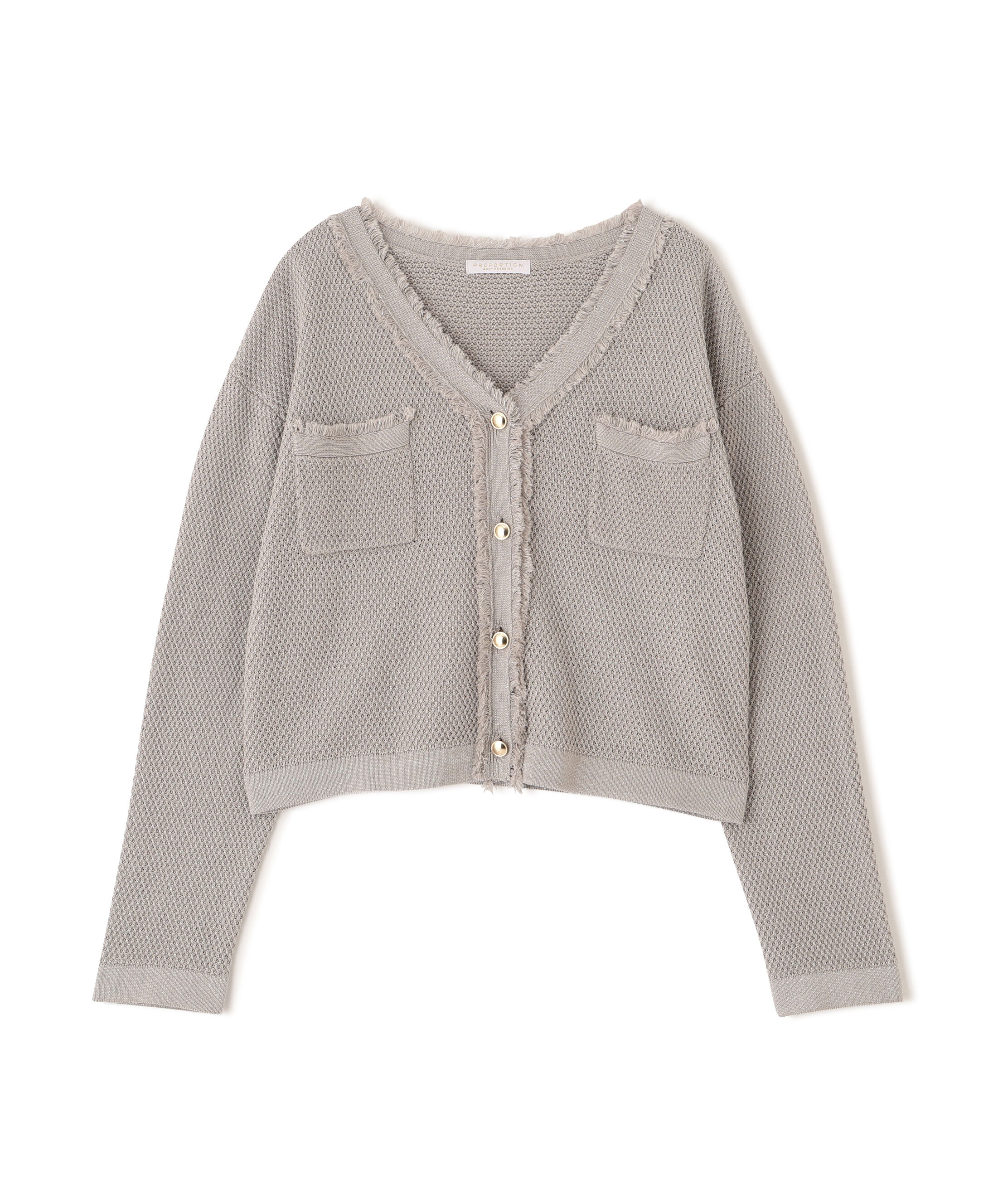 PROPORTION BODY DRESSING「ラメ透かしニットジャケット　26SS」|ニット・セーター|