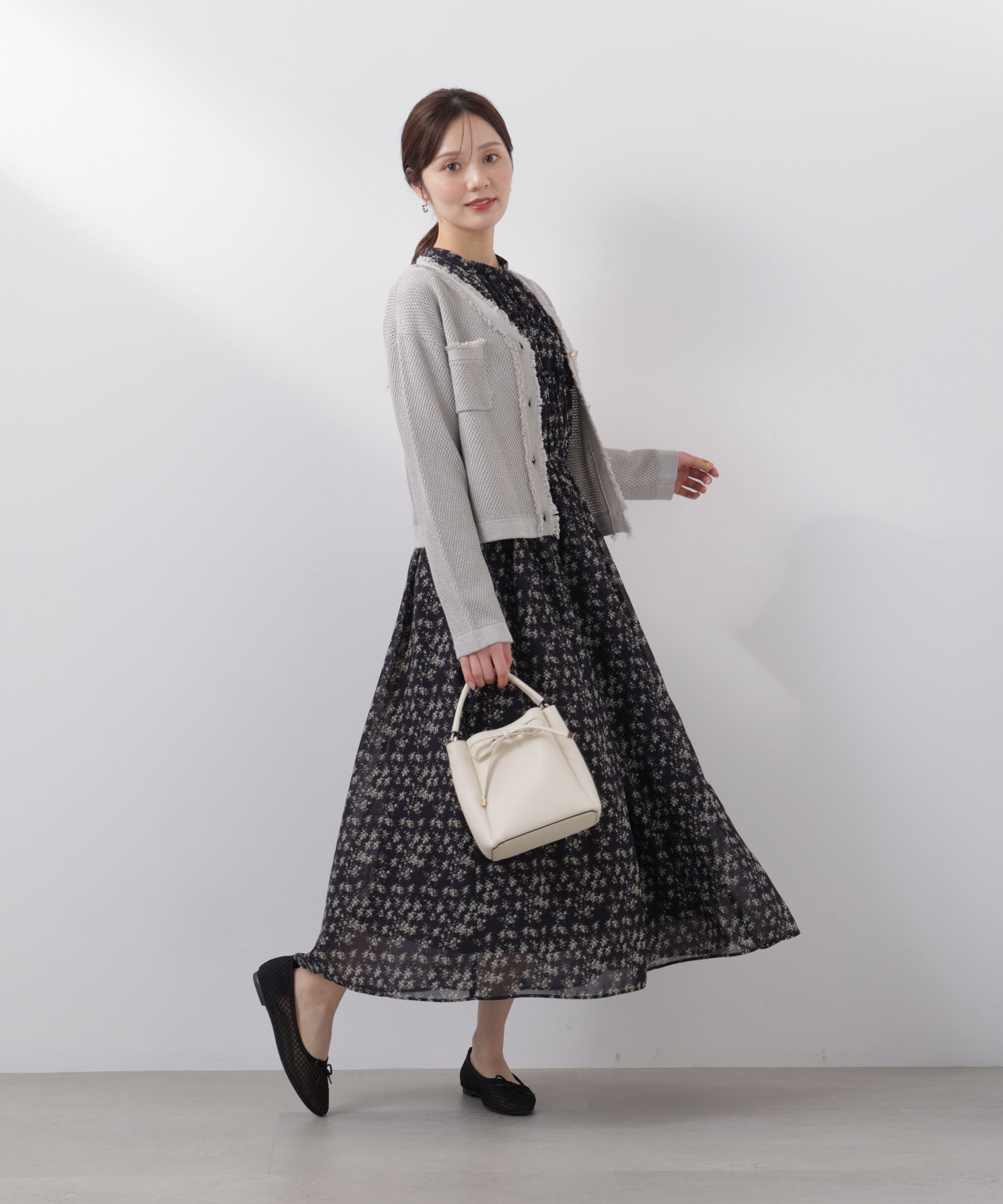 PROPORTION BODY DRESSING「ラメ透かしニットジャケット　26SS」|ニット・セーター|