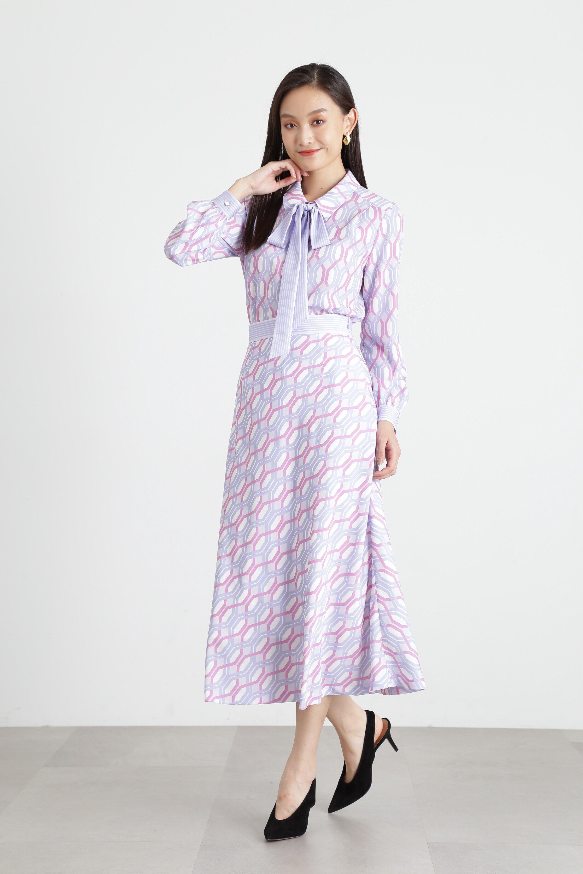  「ジオメトリックラインプリントスカート」|スカート|