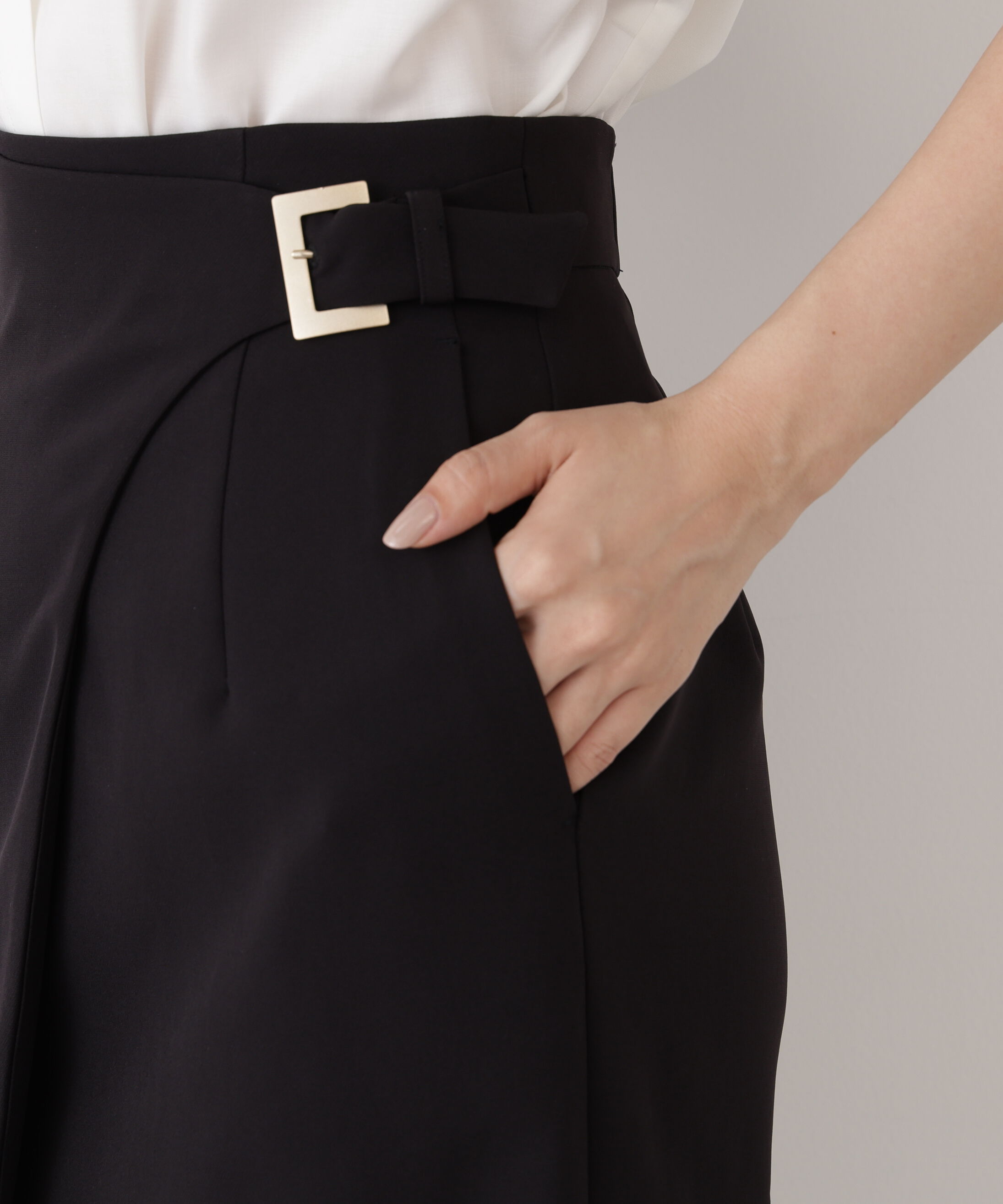  「サイドバックルラップ風スカート」|スカート|