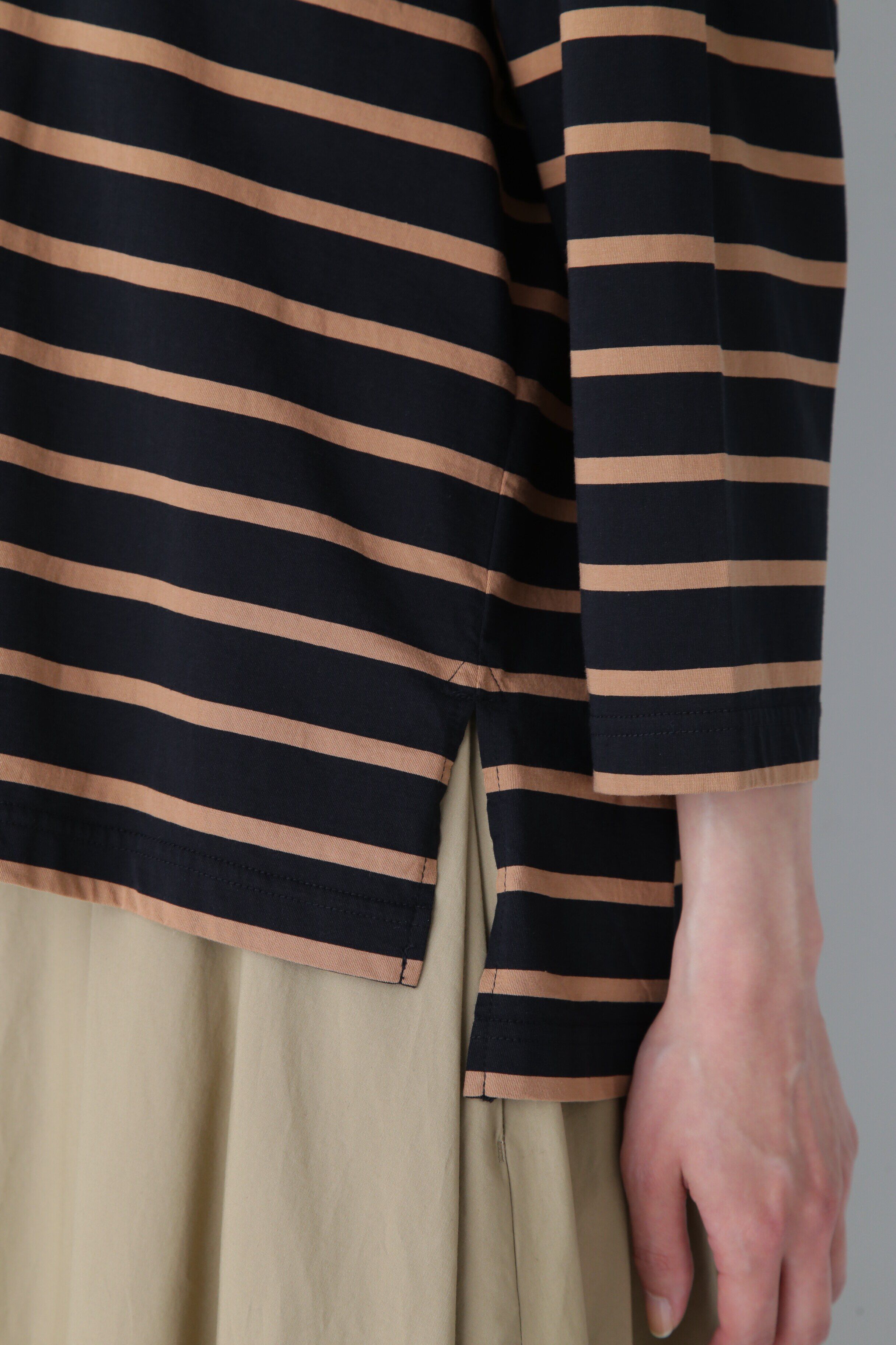  「◆ハイゲージボーダー襟付カットソー」|Tシャツ・カットソー|