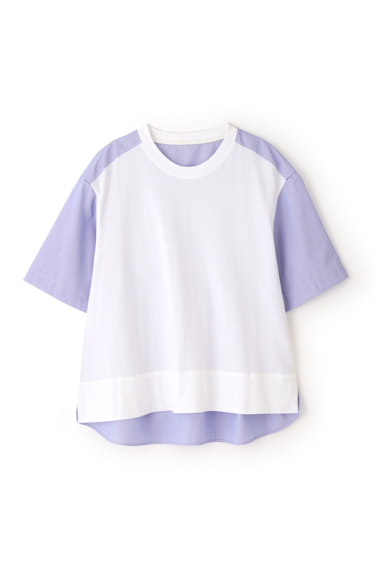  「◆ストライプ布帛コンビＴシャツ」|Tシャツ・カットソー|