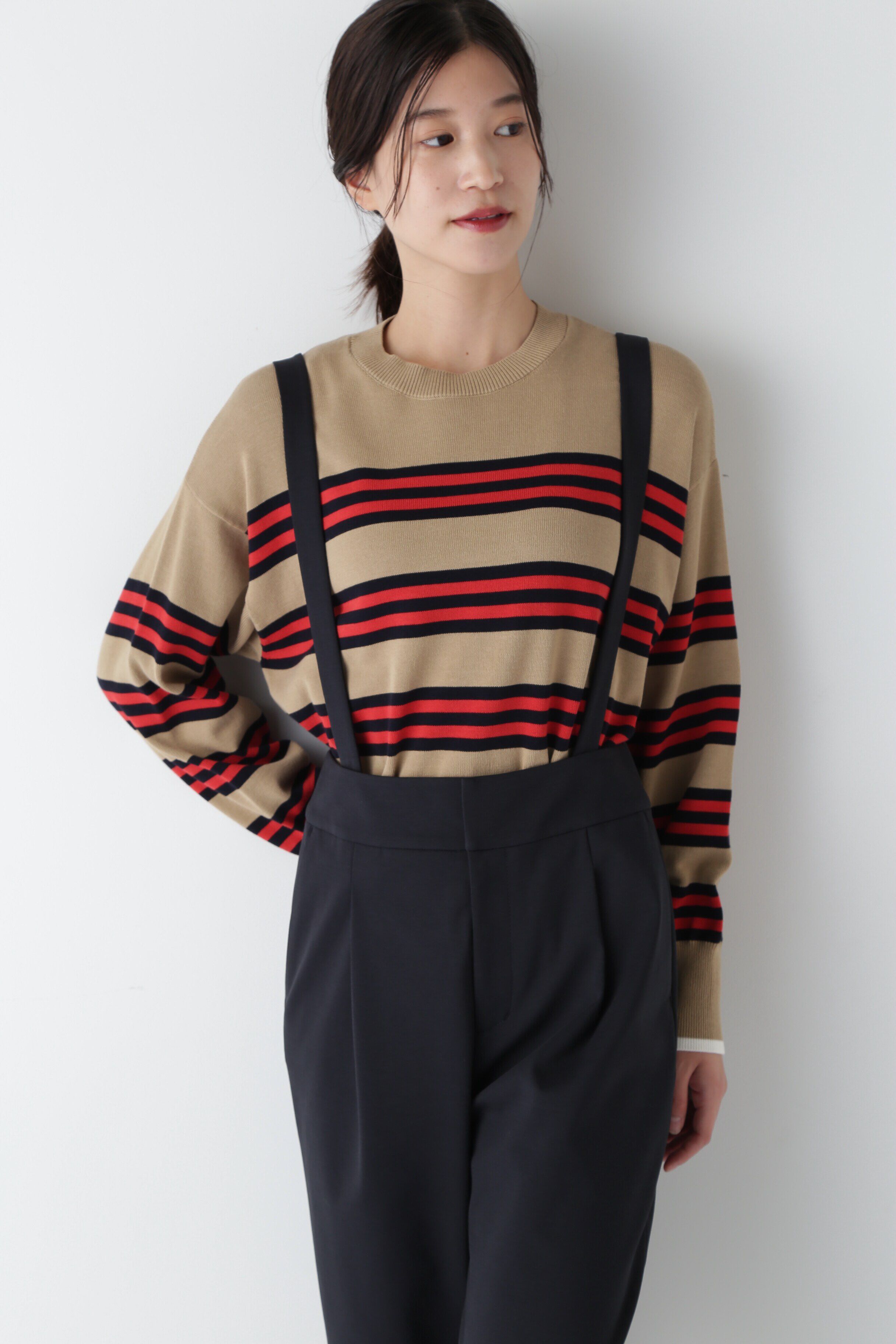  「◆オーガニックコットンランダムボーダープルオーバー」|ニット・セーター|ベージュボー 3