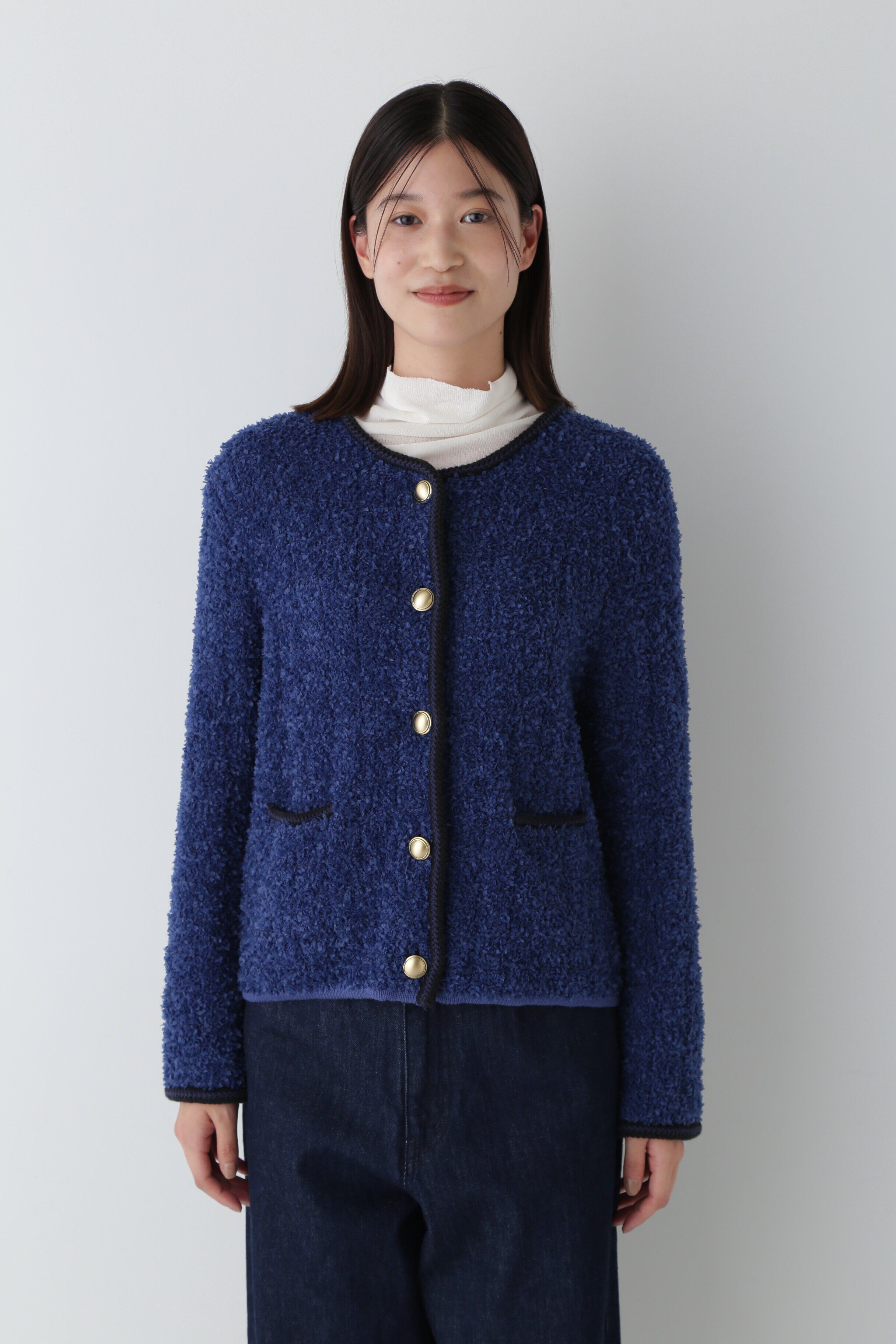  「◆花モールニットツイードジャケット」|ニット・セーター|