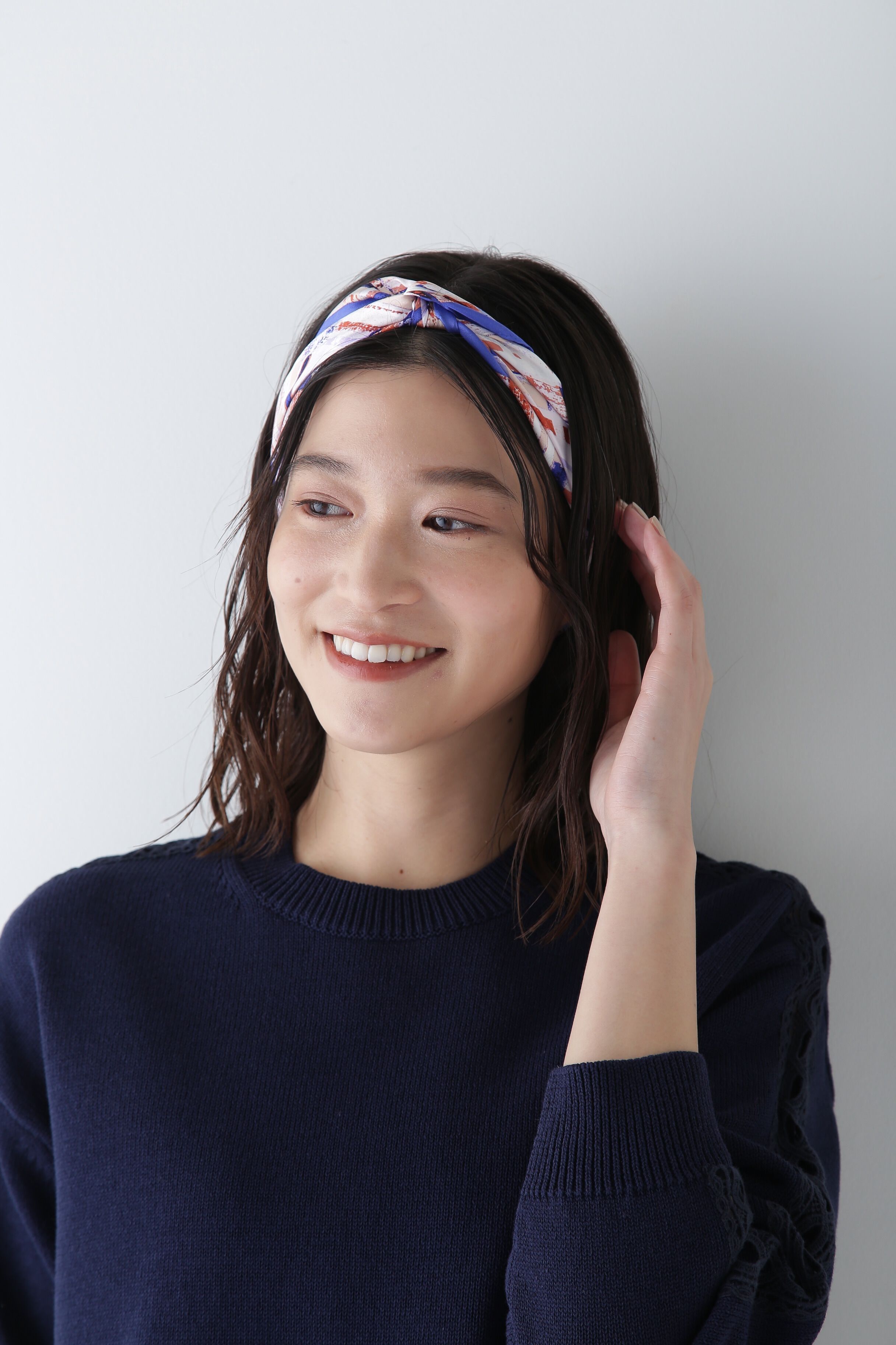  「◆チェックシルクスカーフ」|バンダナ・スカーフ|ブルー