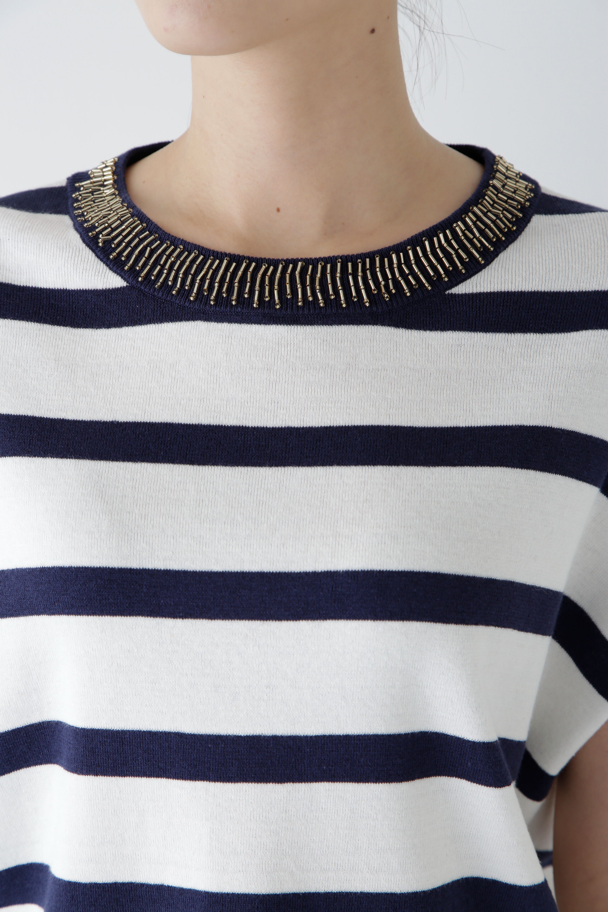  「◆【ウォッシャブル】ビジューボーダーニット」|ニット・セーター|