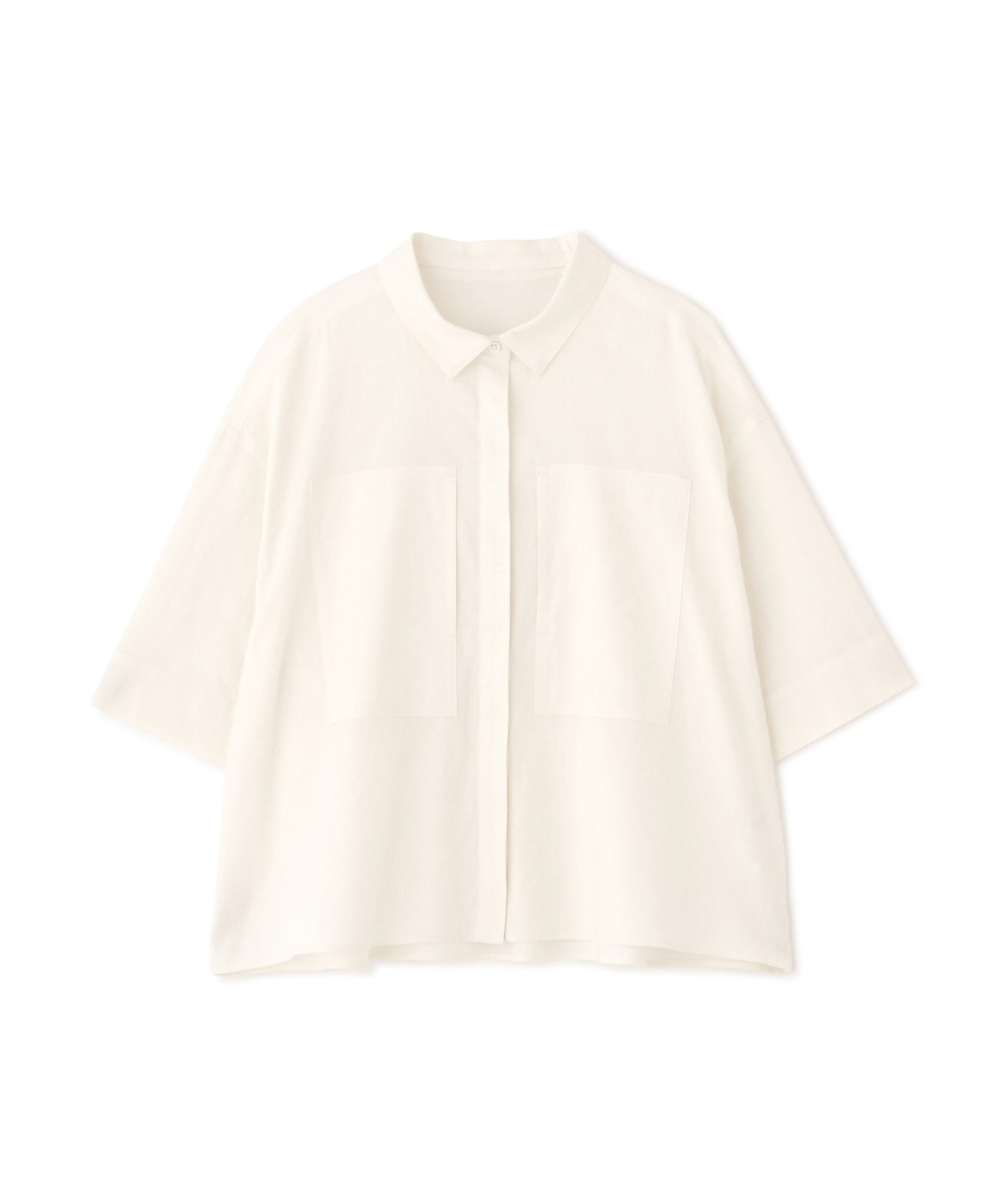  「◆コットンリネンシャンブレーハーフスリーブボックスシャツ」|シャツ・ブラウス|