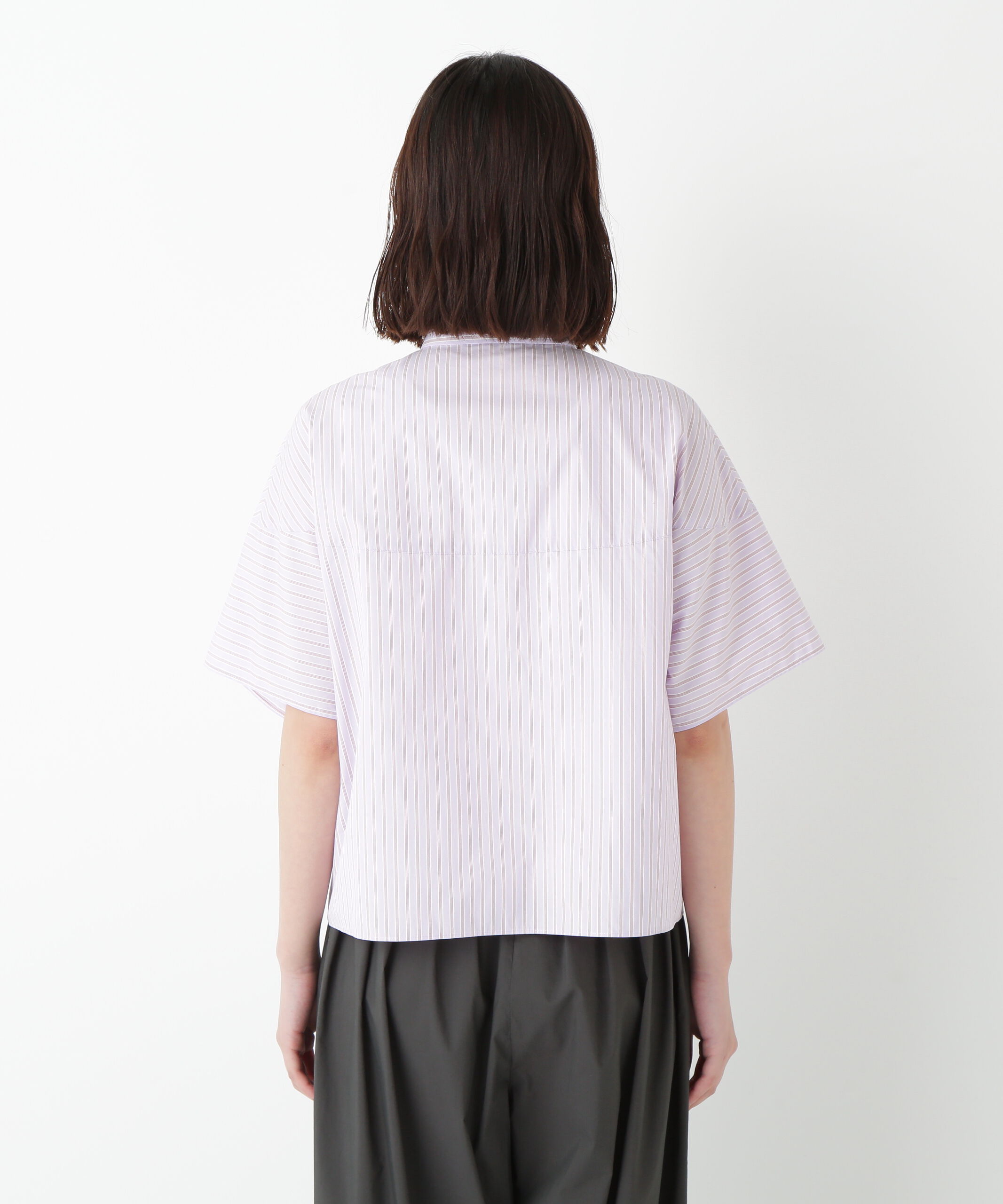  「◆ストライプローン６分袖ブラウス」|シャツ・ブラウス|