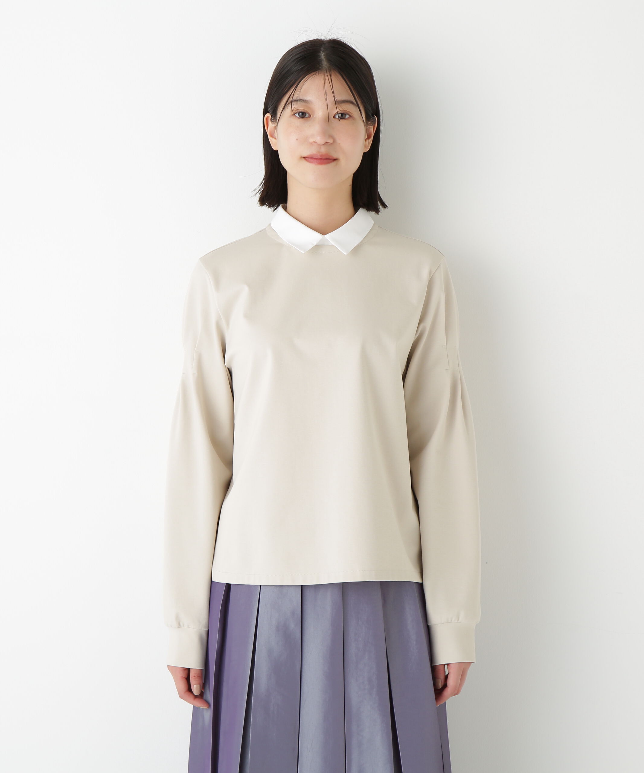  「◆ストレッチポンチシャツカラードッキングプルオーバー」|Tシャツ・カットソー|