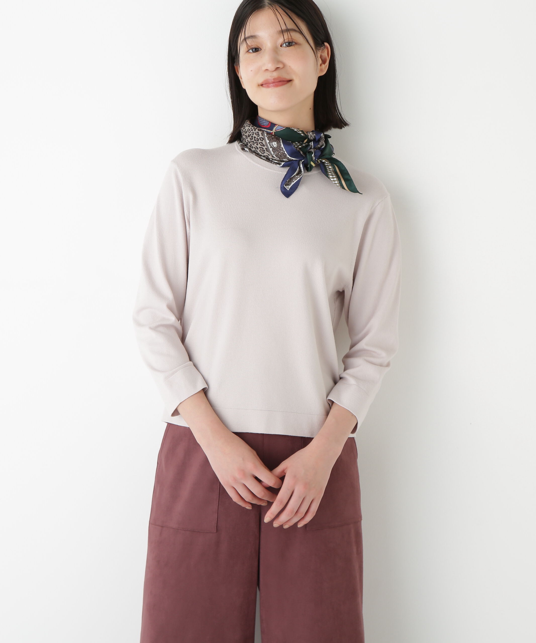  「◆レーヨン混ハイゲージクルーネックプルオーバー」|ニット・セーター|ベージュ