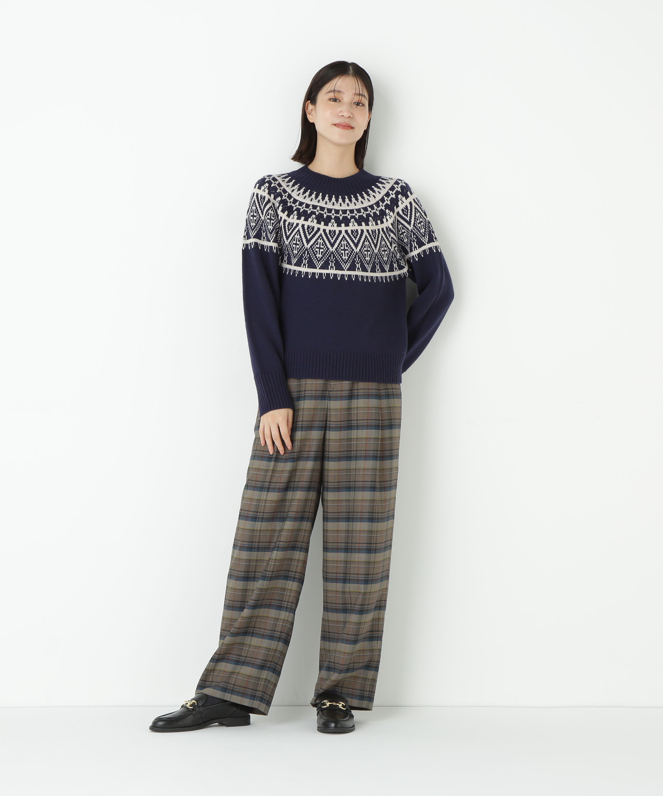  「◆先染めチェックタックセミワイドパンツ」|その他|