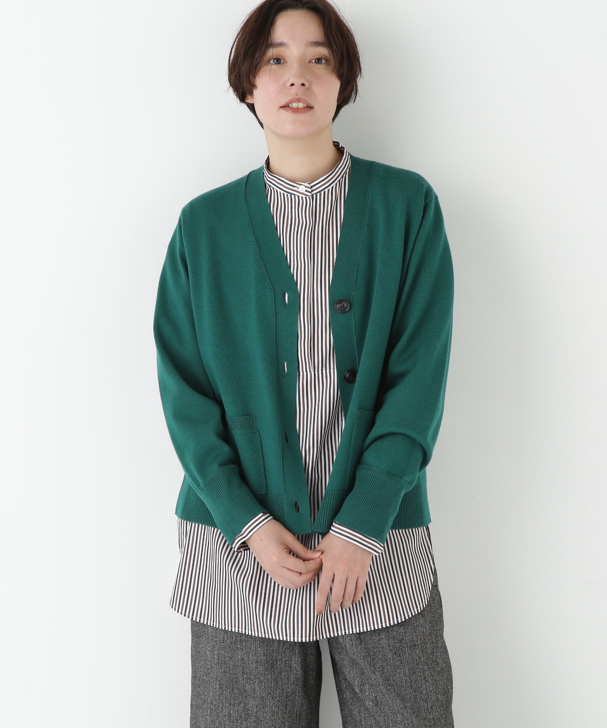  「◆ハイゲージプレーティングＶネックカーディガン」|ニット・セーター|