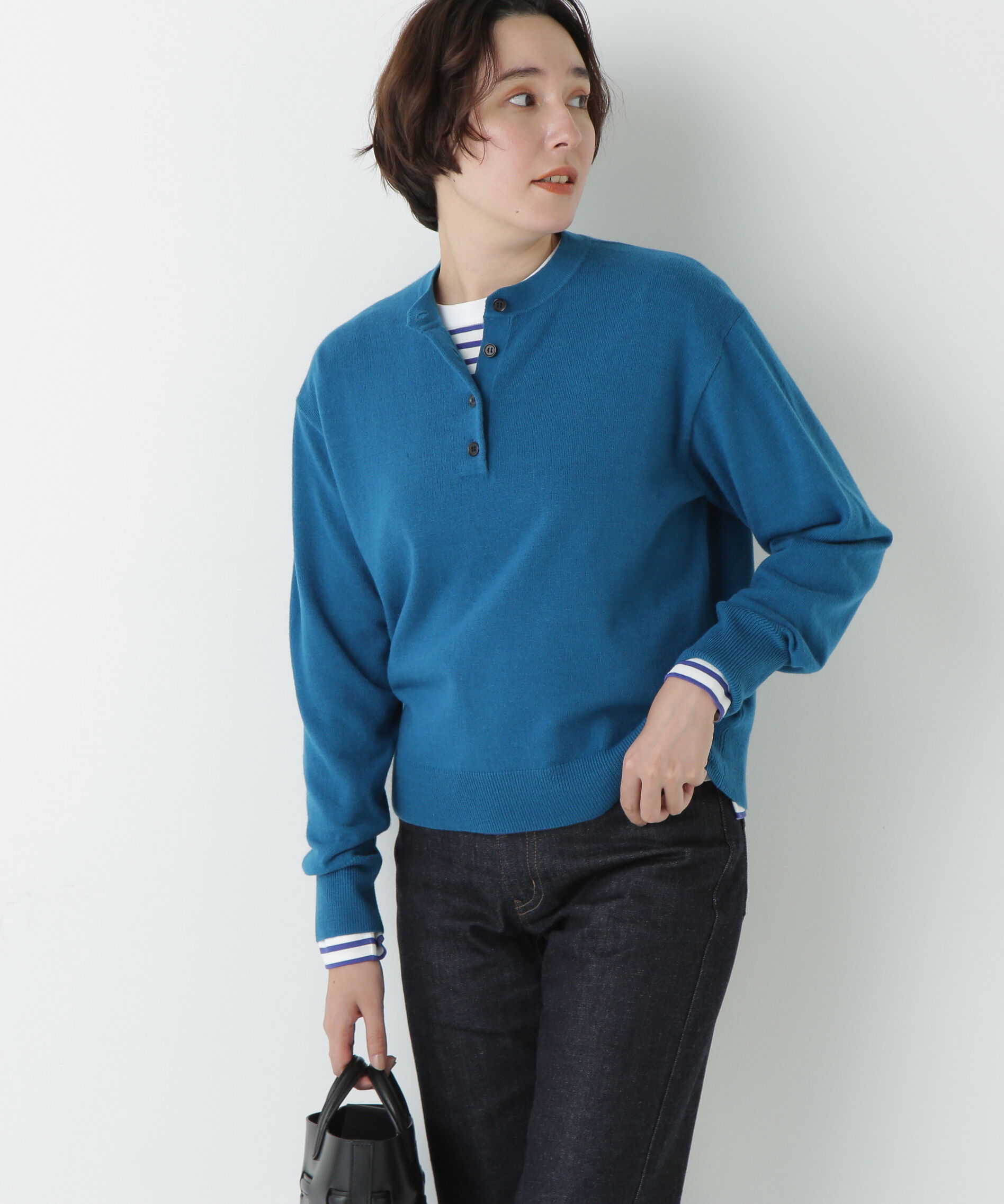  「≪洗える≫ウールＭＩＸヘンリーネックプルオーバー」|ニット・セーター|