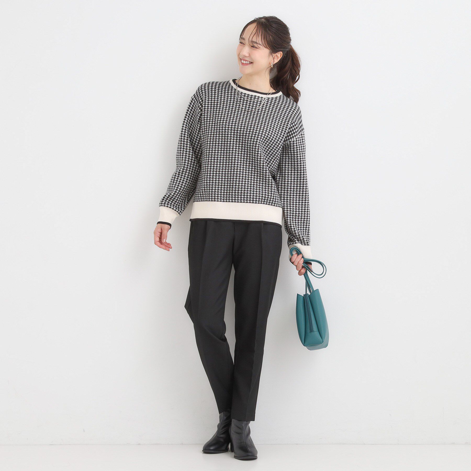 SHOO･LA･RUE「【洗濯機可/S-LL】クラシックなチェック柄が目を惹く 柔らかニット」|ニット・セーター|
