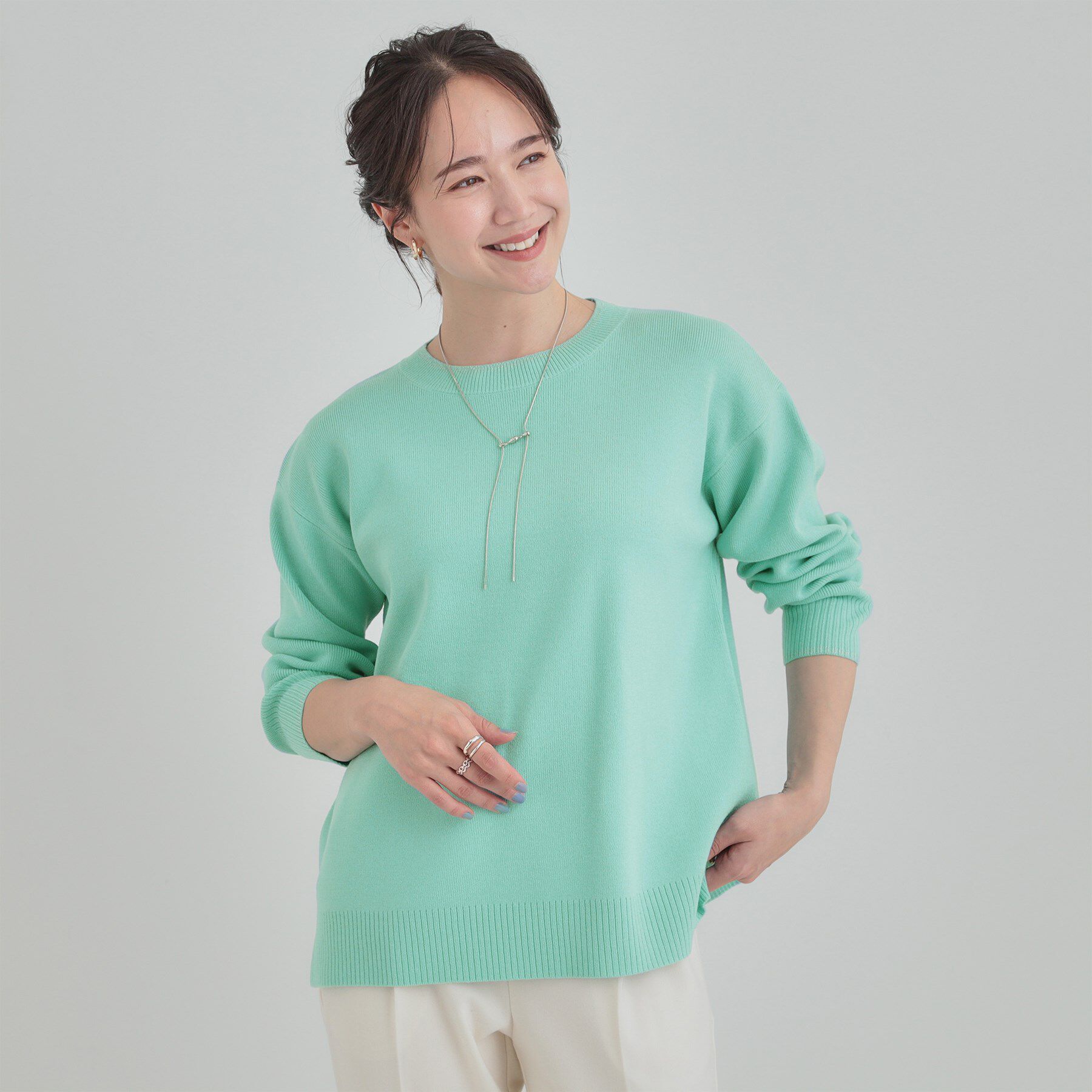 SHOO･LA･RUE「【洗濯機可/セットアップ可/毛玉になりにくい】ラメ使いで女性らしさをプラス クルーネックニット」|ニット・セーター|