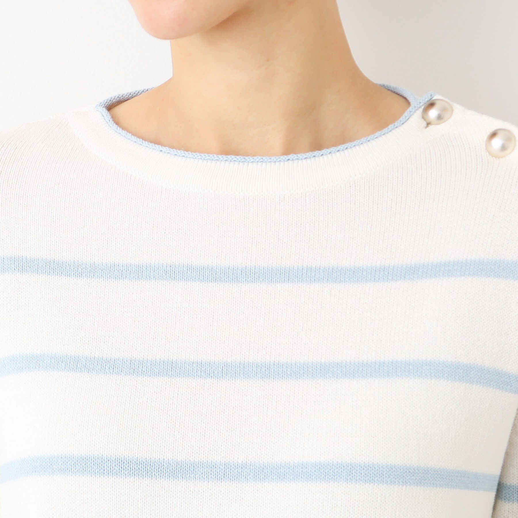 Dessin「【洗える】肩ボタン付きボーダーニット（XS～L）」|ニット・セーター|