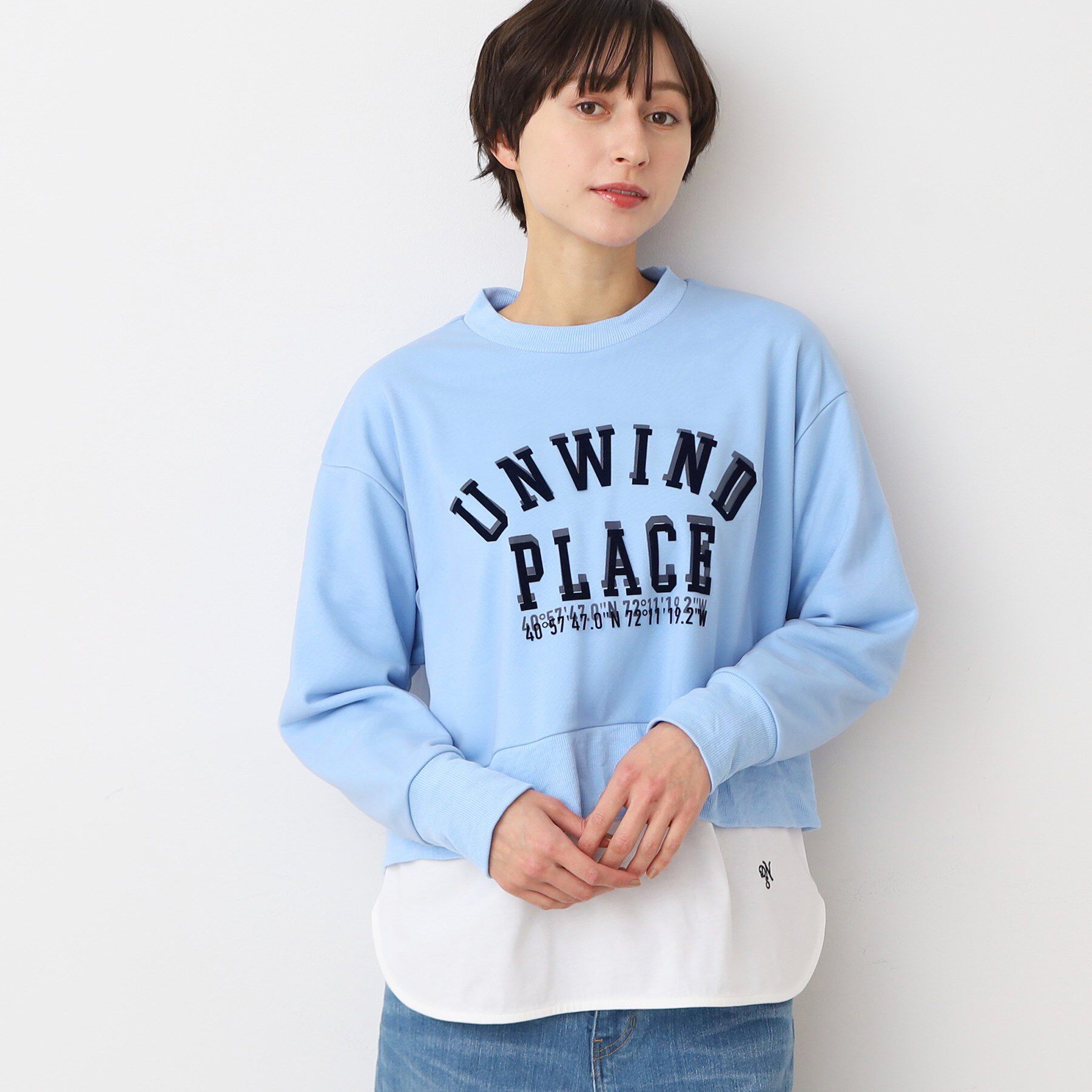 Dessin「【洗える】チュールレイヤードスウェット（S～L）」|パーカー|ブルー(091)