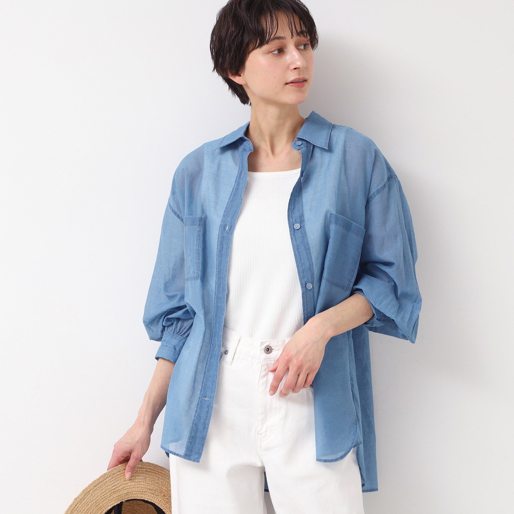 Dessin「【洗える】シアーデニムシャツ」|シャツ・ブラウス|