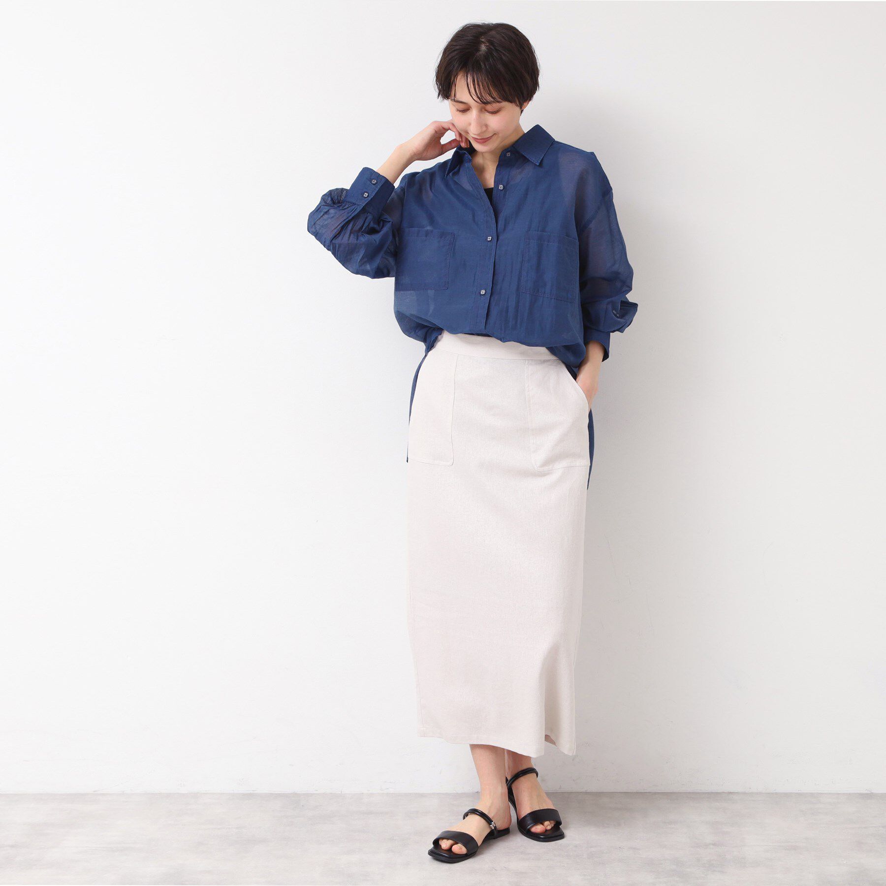 Dessin「【洗える】シアーデニムシャツ」|シャツ・ブラウス|