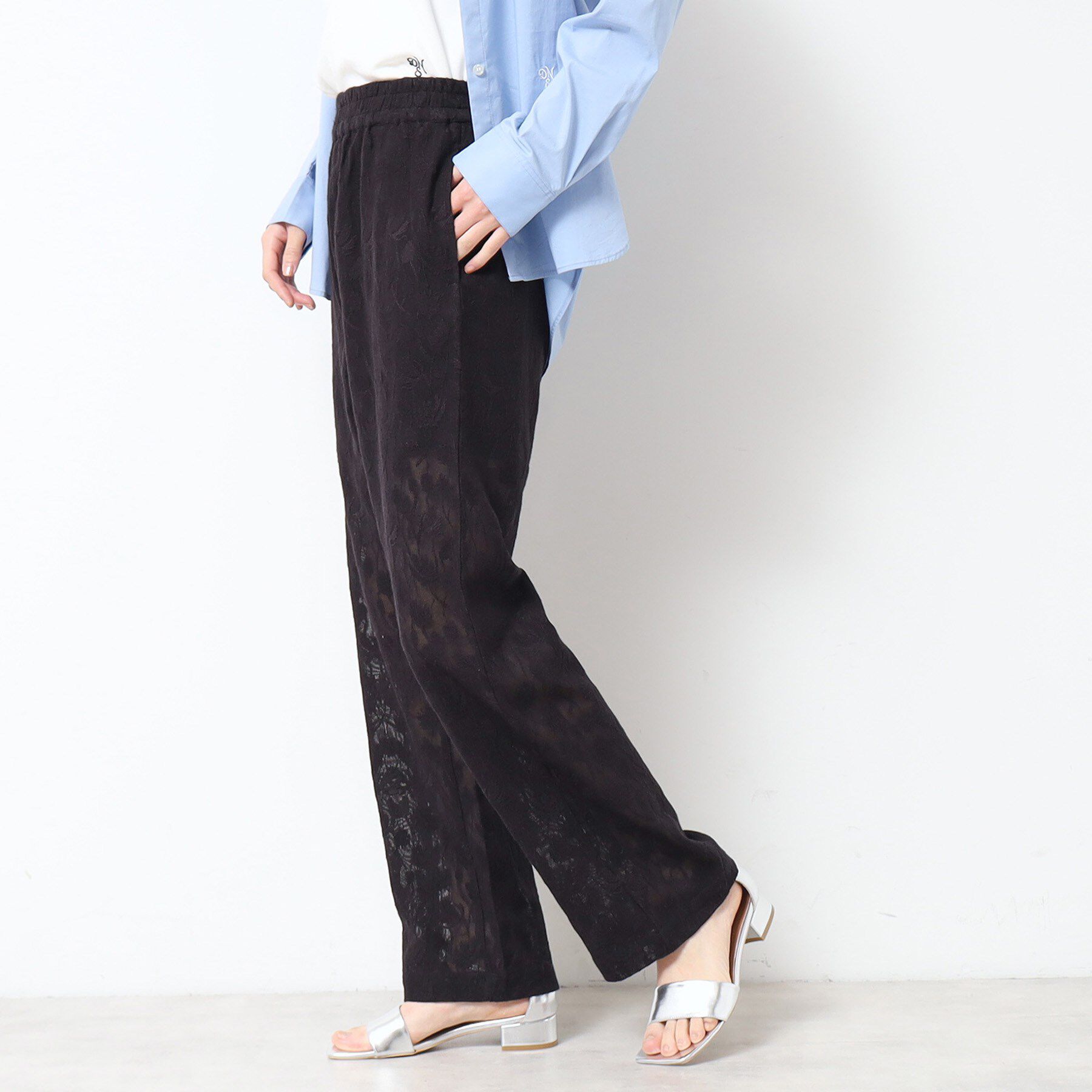 Dessin「【ウエストゴム・洗える】刺繍柄インドレースパンツ」|その他|