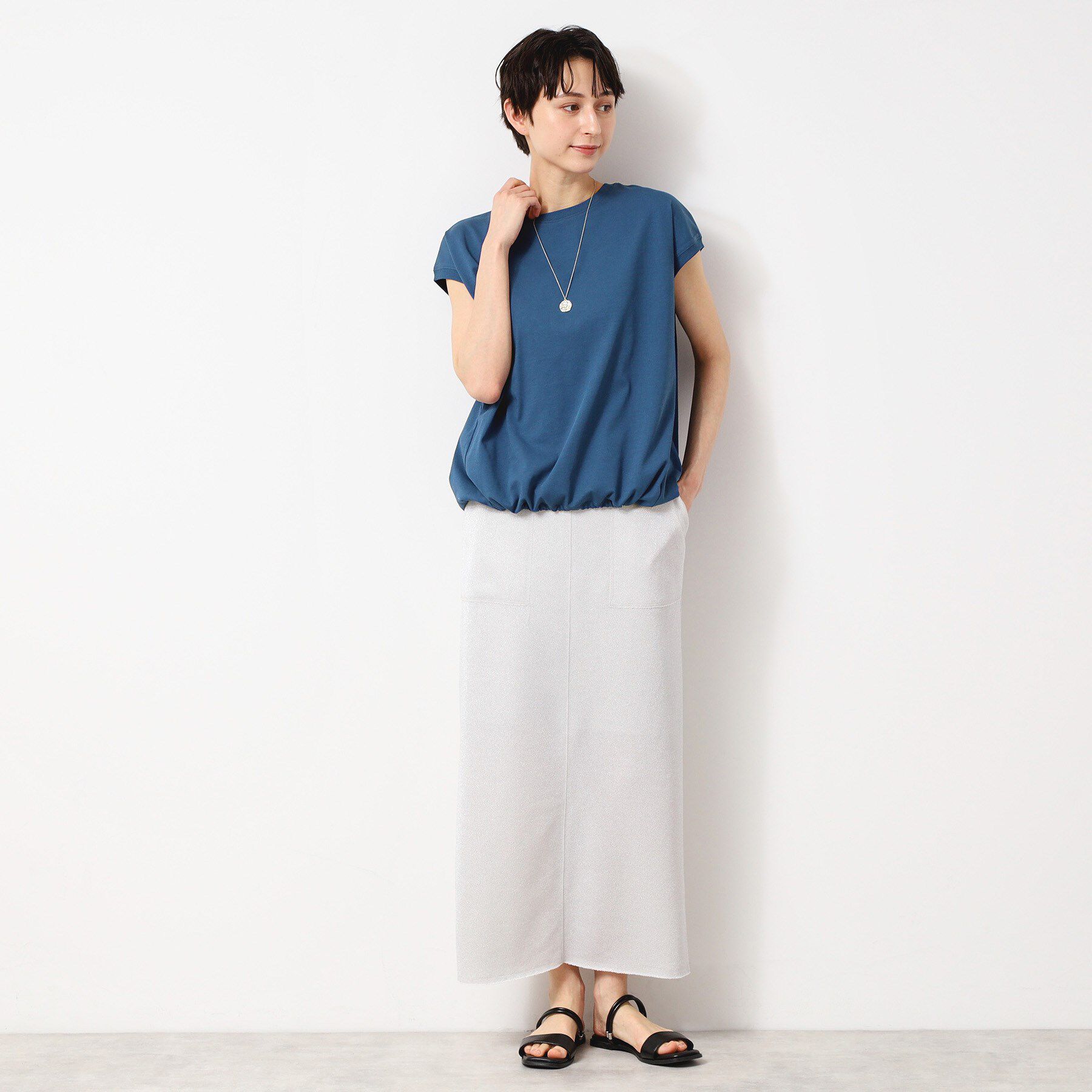 Dessin「【洗える・UV】ドローコード付きフレンチスリーブカットソー」|Tシャツ・カットソー|