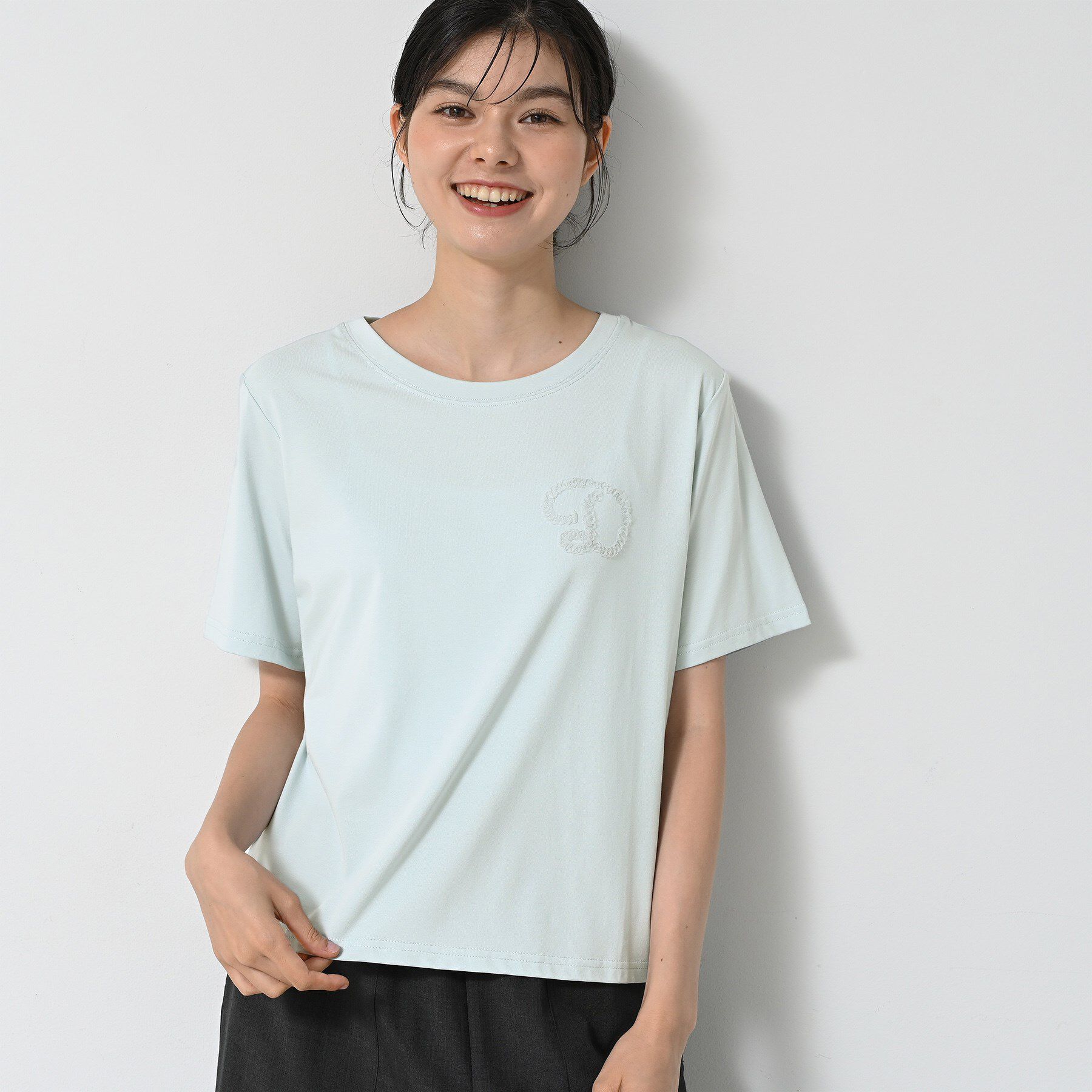 Dessin「【洗える】チュール刺繍Tシャツ」|Tシャツ・カットソー|サックスブルー(09