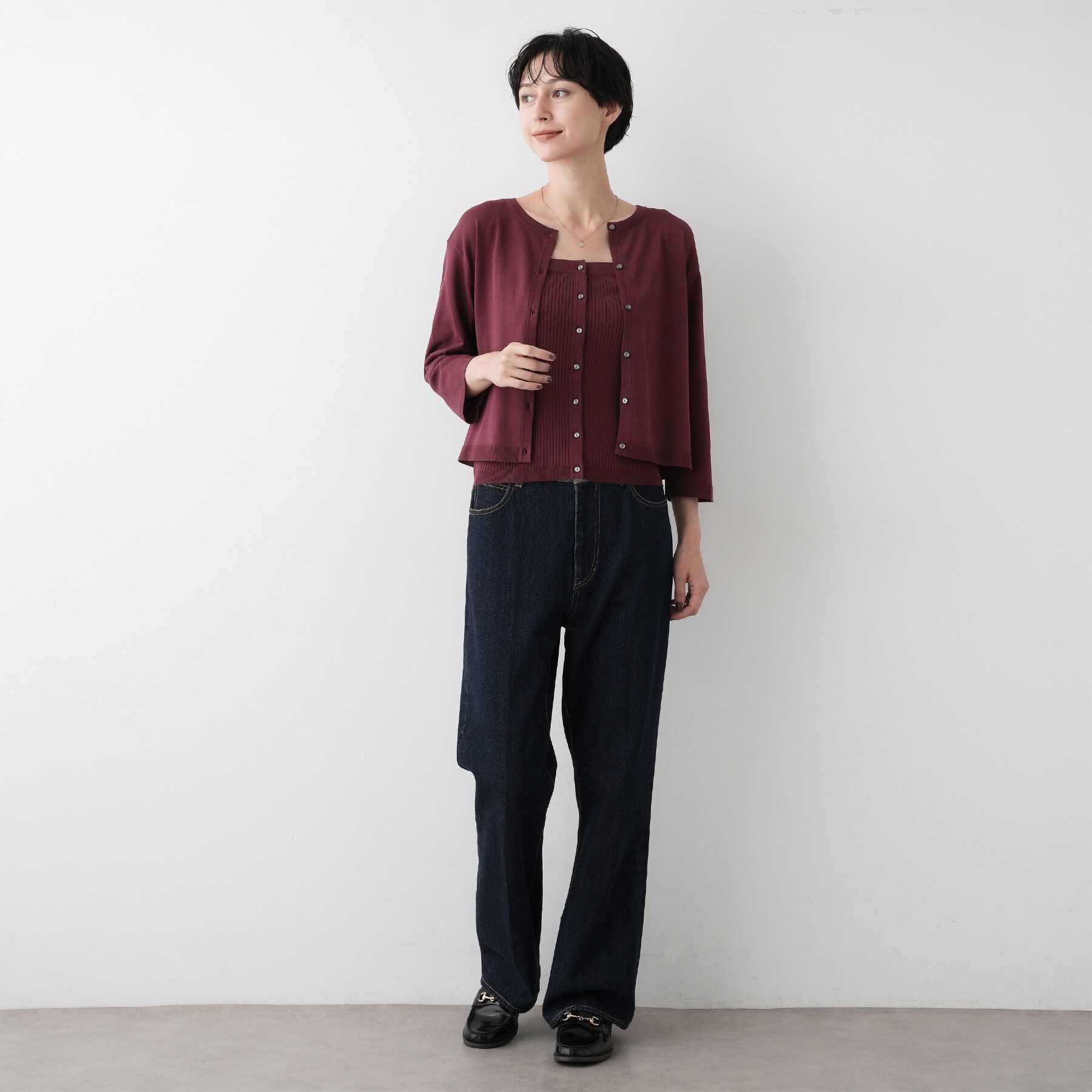 Dessin「【2点セット・洗える】2WAYカーディガン＆キャミソールアンサンブル」|その他|