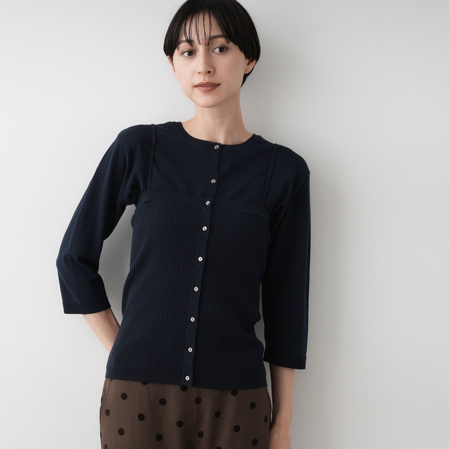 Dessin「【2点セット・洗える】2WAYカーディガン＆キャミソールアンサンブル」|その他|