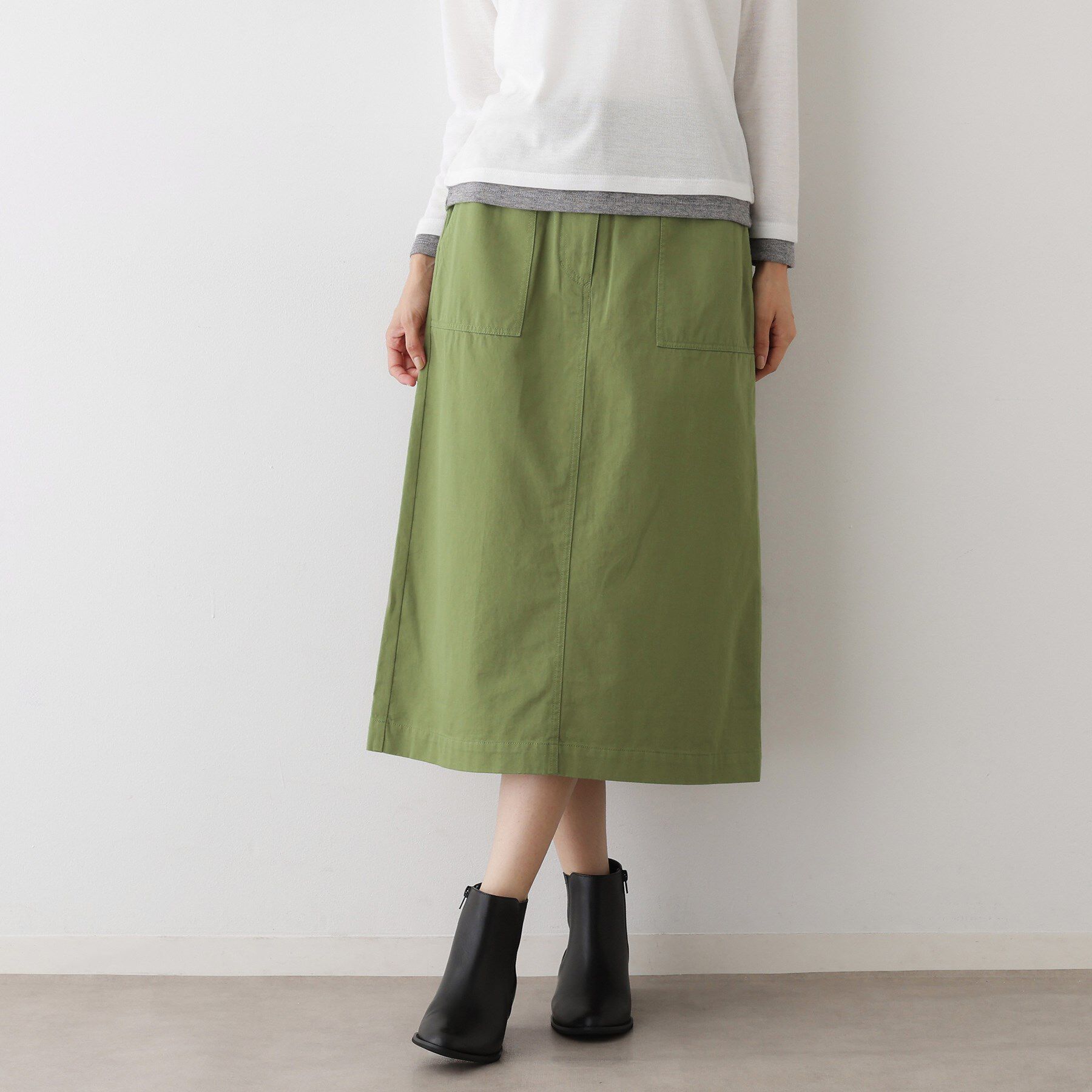 Dessin「【洗える】ベイカーポケットワークスカート」|スカート|カーキ(027)