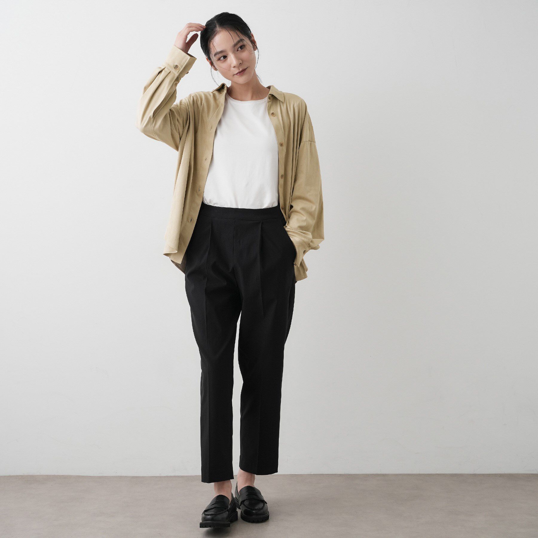 Dessin「【洗える】ストレッチスウェードライクシャツ」|シャツ・ブラウス|