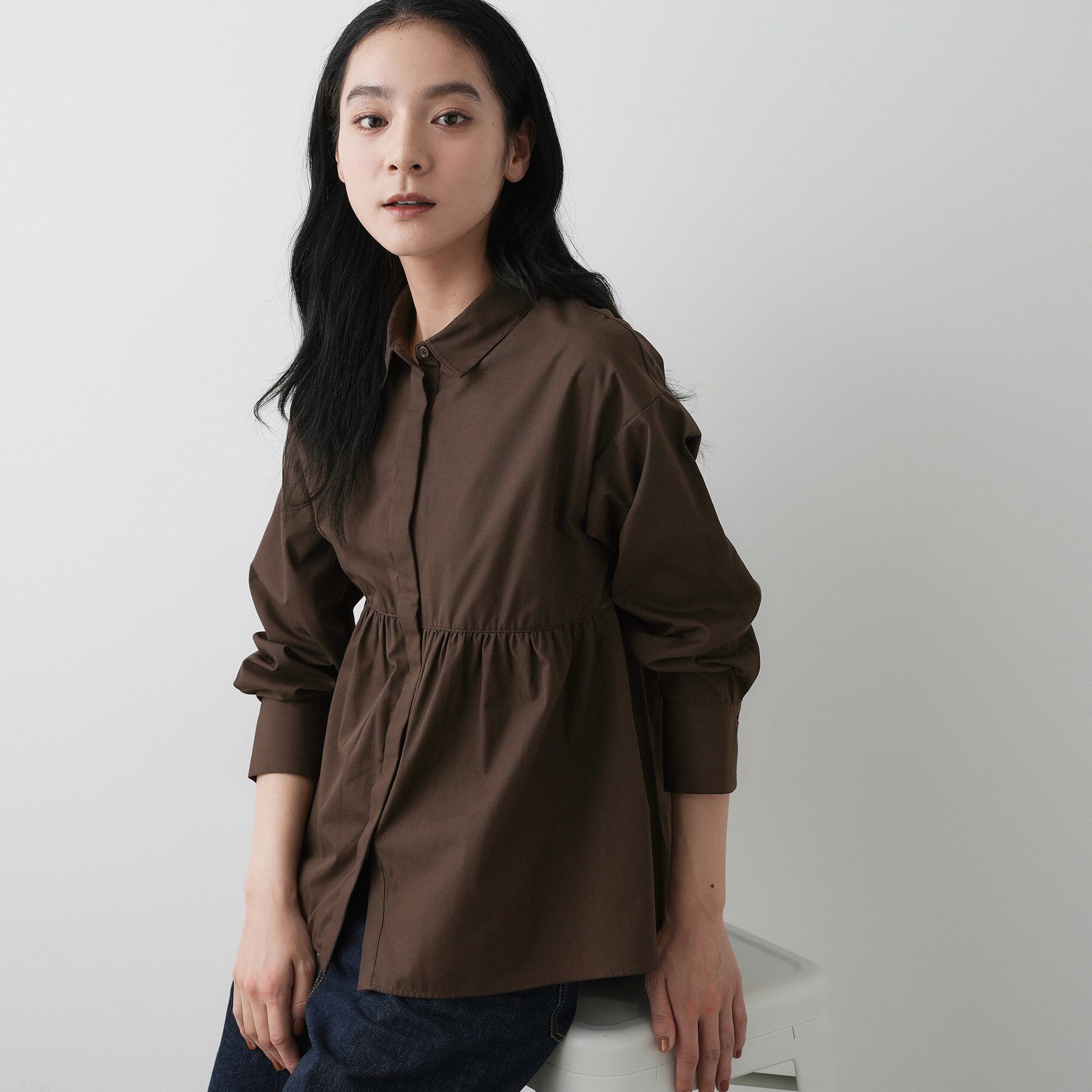 Dessin「【洗える】ペプラムブラウス」|シャツ・ブラウス|ブラウン(044)