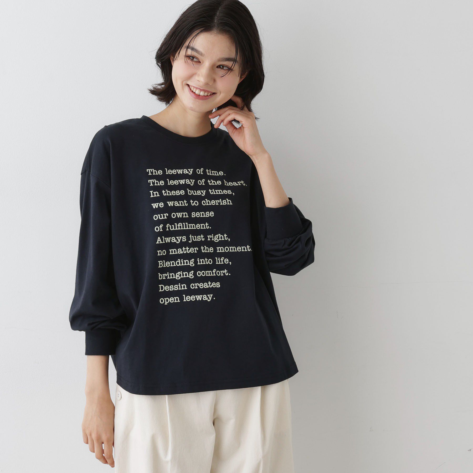 Dessin「【洗える】メッセージロゴロングスリーブTシャツ」|Tシャツ・カットソー|