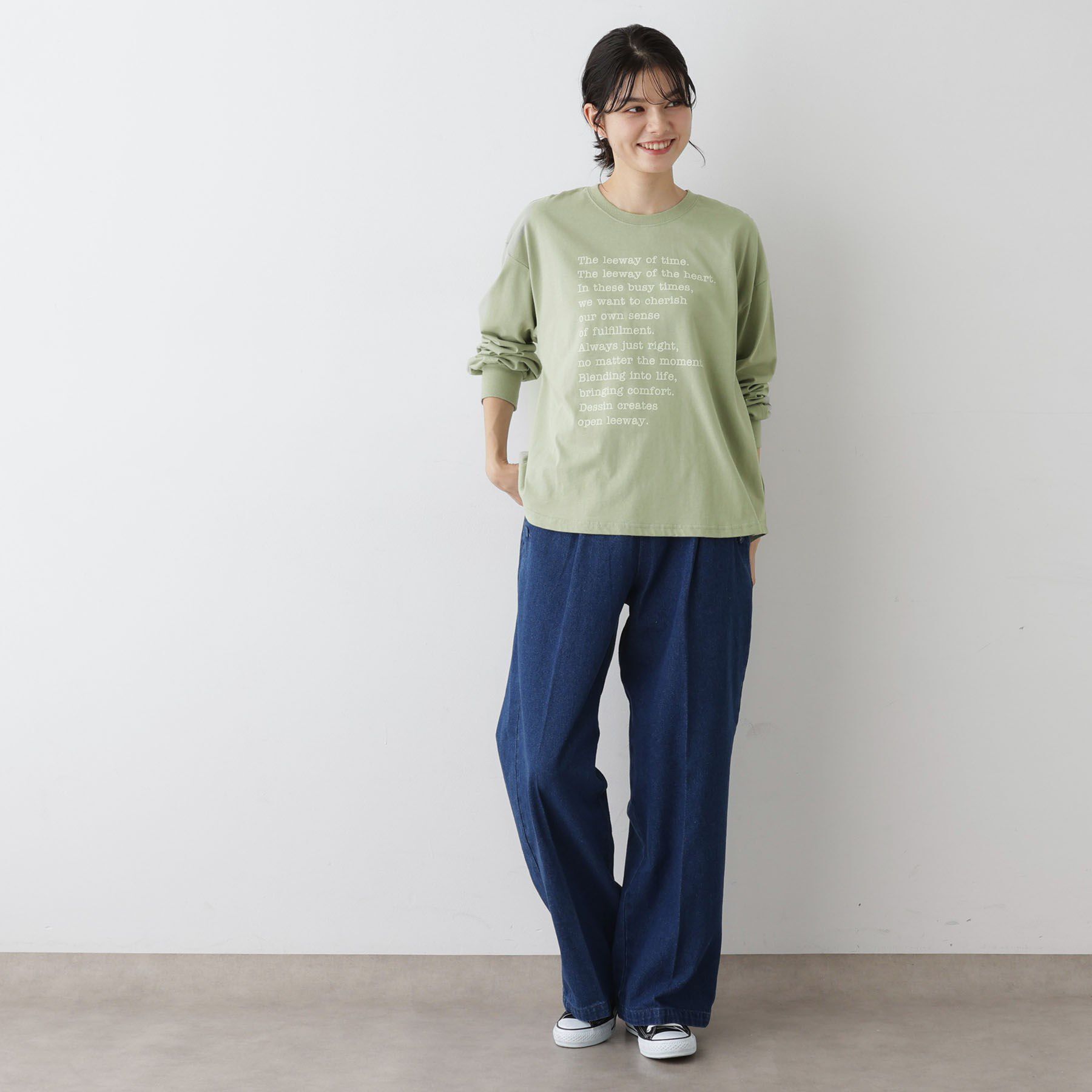 Dessin「【洗える】メッセージロゴロングスリーブTシャツ」|Tシャツ・カットソー|