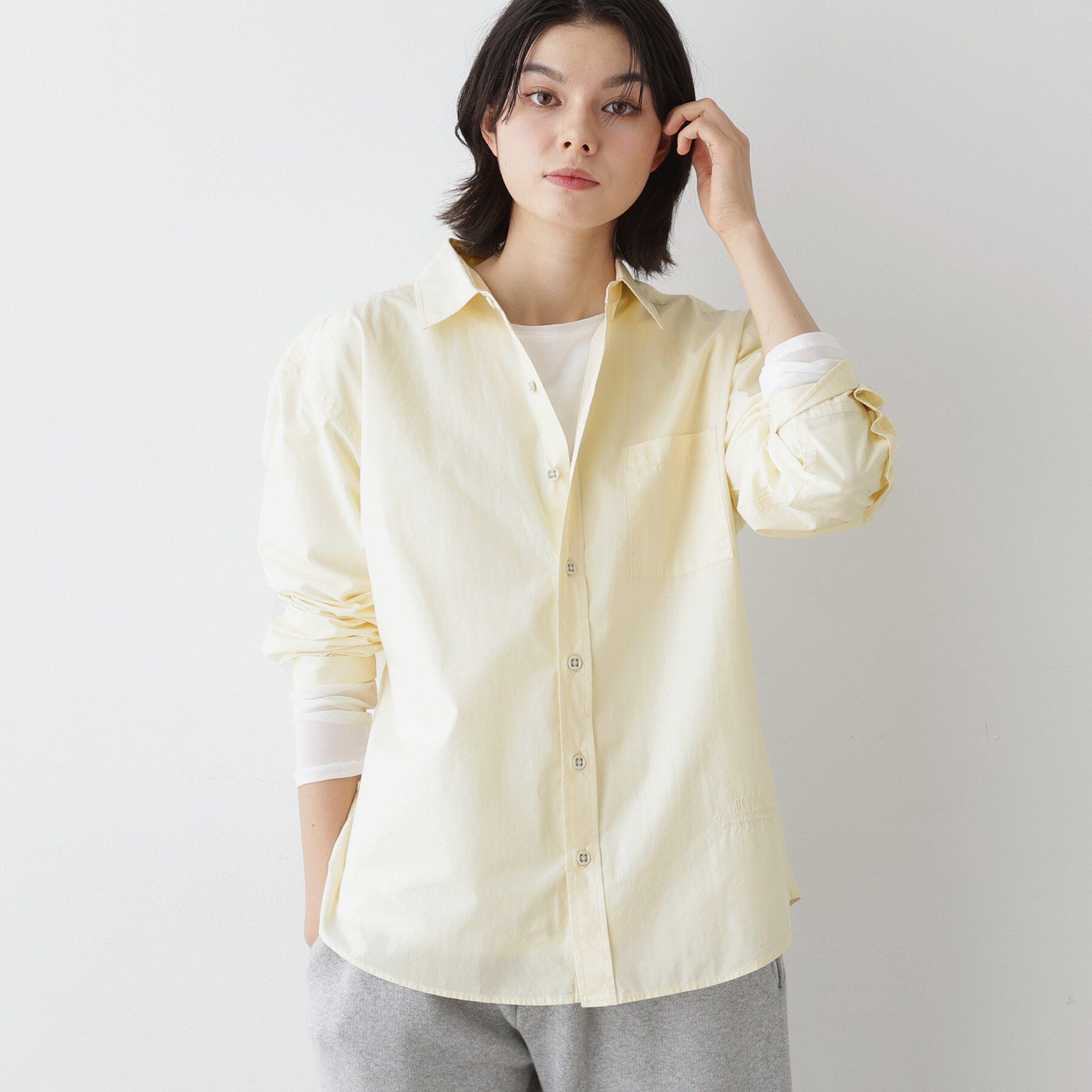 Dessin「【ユニセックス/洗える】コットンブロードシャツ」|シャツ・ブラウス|ライトイエロー(03