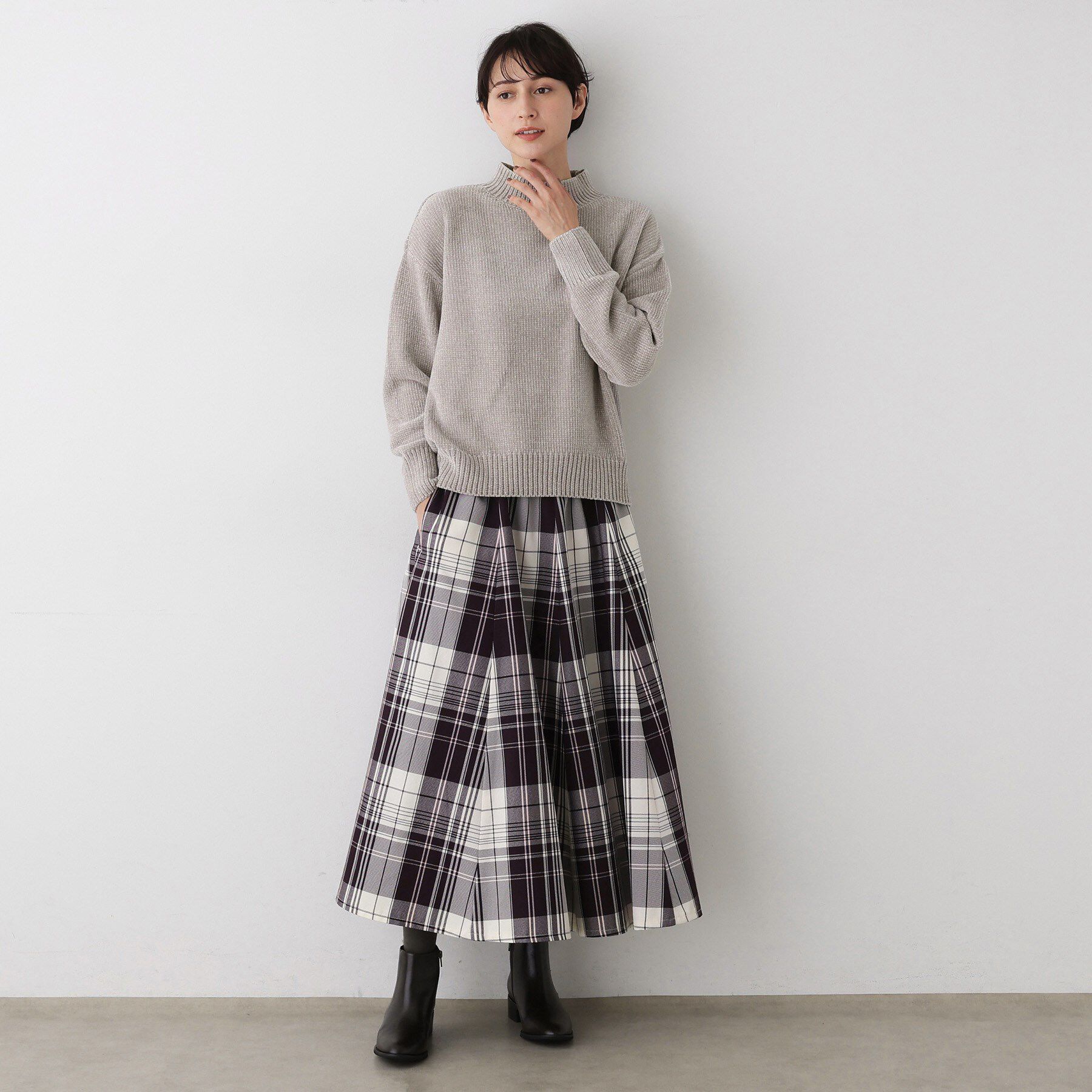 Dessin「【洗える】ハイネックベロアモールニット」|ニット・セーター|