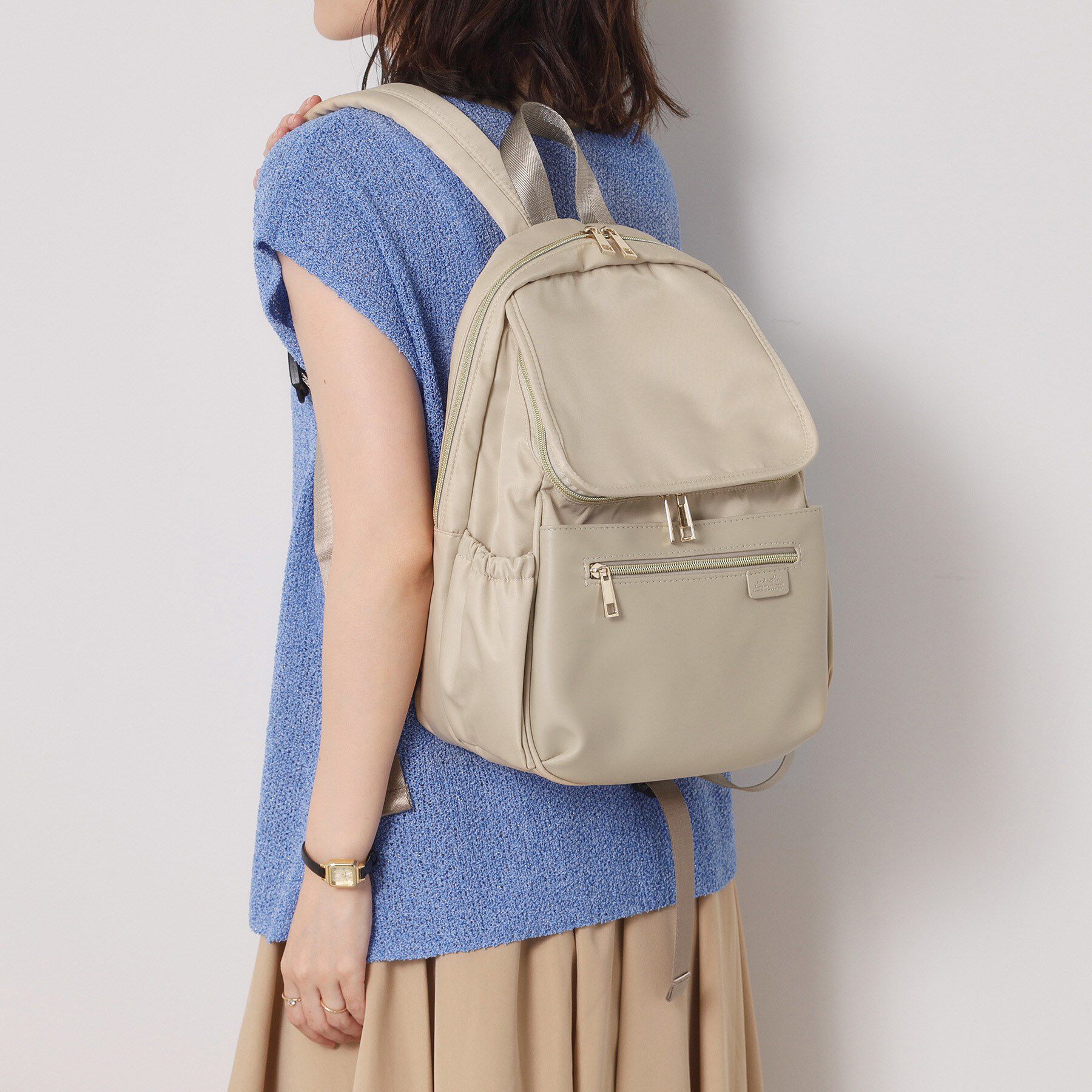 ITS&rsquo;DEMO「【A4対応／ポケット10】収納アドバイザーPCリュック」|リュック|ライトベージュ(05